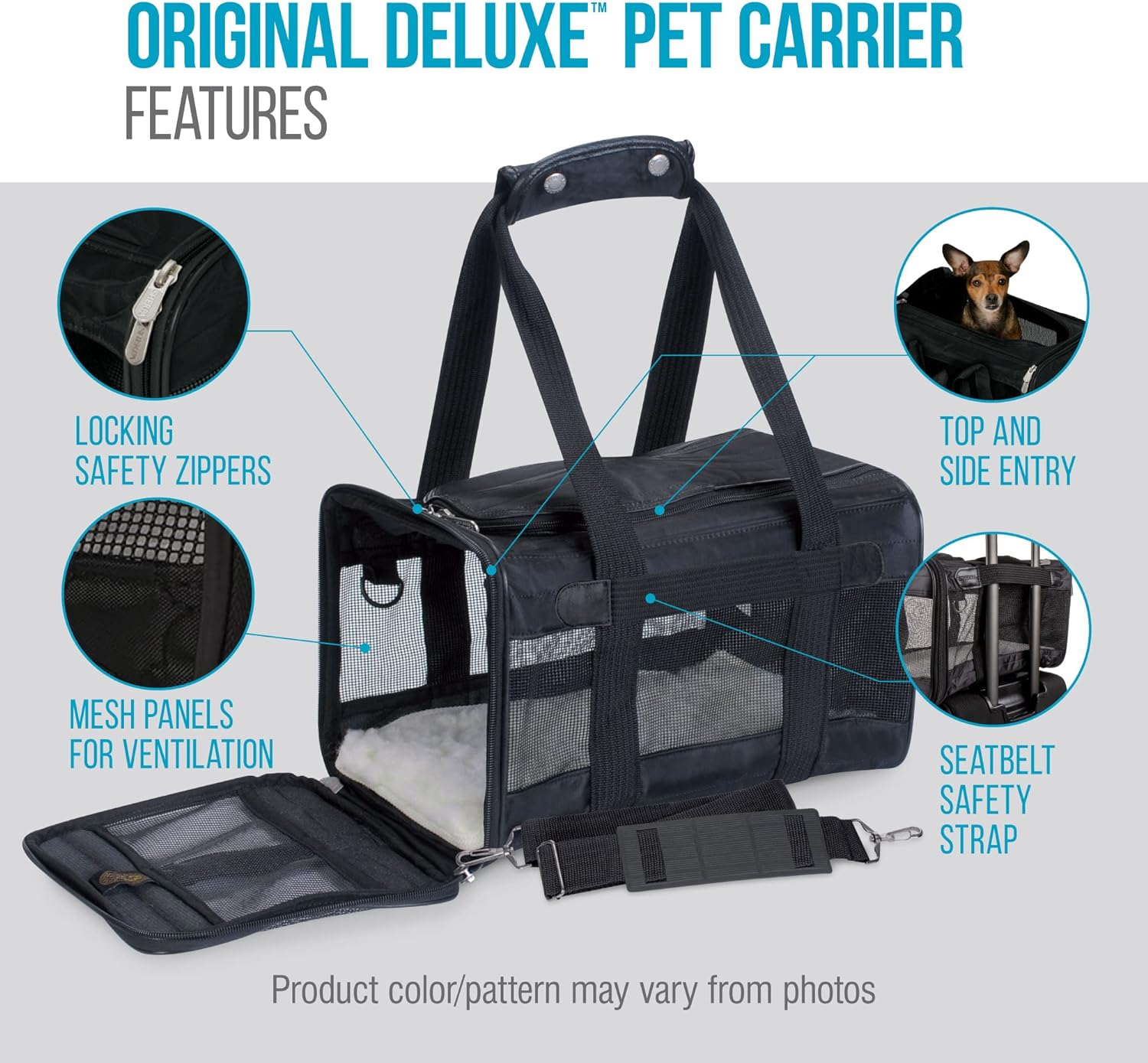 Sherpa Original Deluxe Travel Pet Carrier, Airline Approved - Black, Large - Image 5