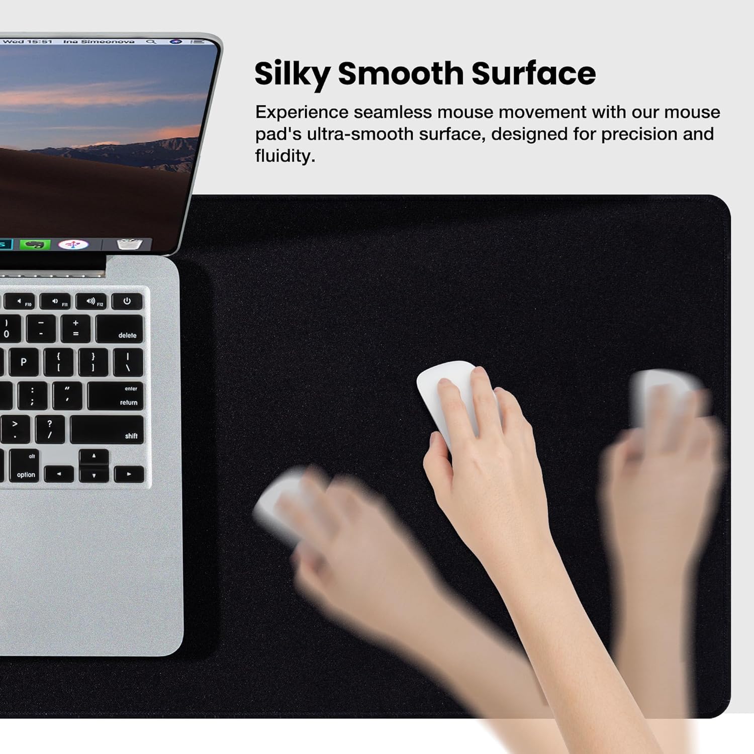 ALOANES Large Gaming Mouse Pad with Non-Slip Rubber Base,Stitched Edge,Desk mat for Laptop,Computer & PC, Wristing Pad for Gamer,Office & Home,Classic Black XL 11.81''x31.50''x0.12'' - Image 5