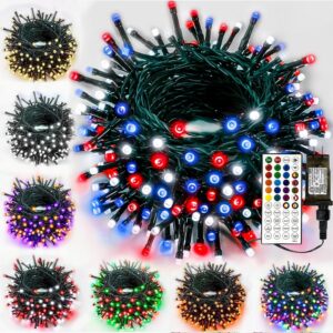 Smart Color Changing Christmas Lights,4th of July Decoration Lights with Remote & Timer, 66FT 200 LED Patriotic String Lights Waterproof, RGB Twinkle Light for 250th Anniversary Independence Day Decor