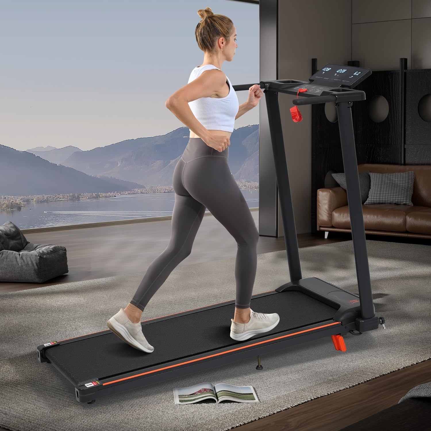 Merax Treadmill with Incline: 3.0HP Quiet Foldable Treadmills for Home, Portable Treadmills Walking Pad with Handle Bar, Walking Pad Treadmill for Running and Jogging with 300 LBS Capacity - Image 9
