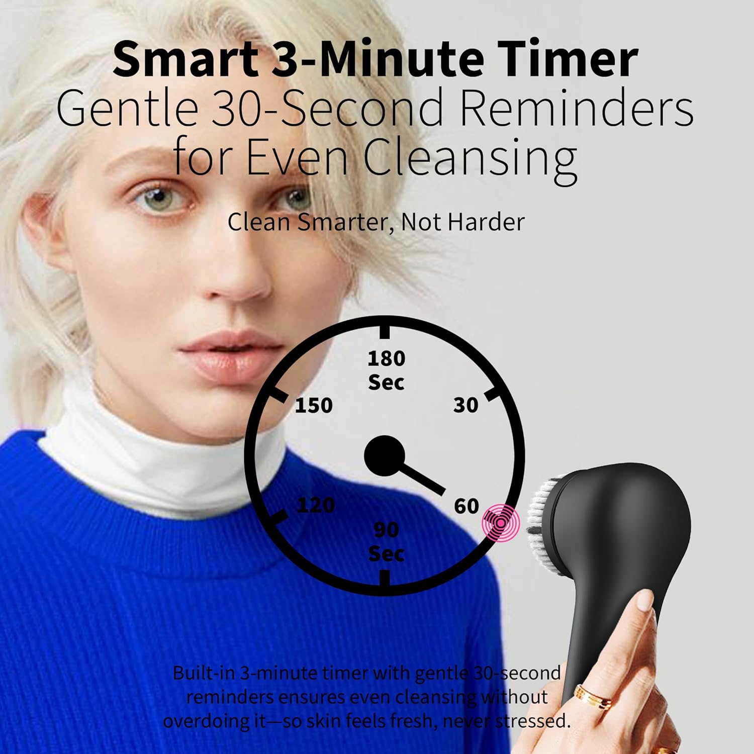 Premium Facial Cleansing Brush,Waterproof Face Scrubber,Spin & Sonic Modes with 3 Intensities,Magnetic 3-Head System for Deep Pore Cleaning, Gentle Exfoliation & Sensitive Skin Care - for Women & Men - Image 6
