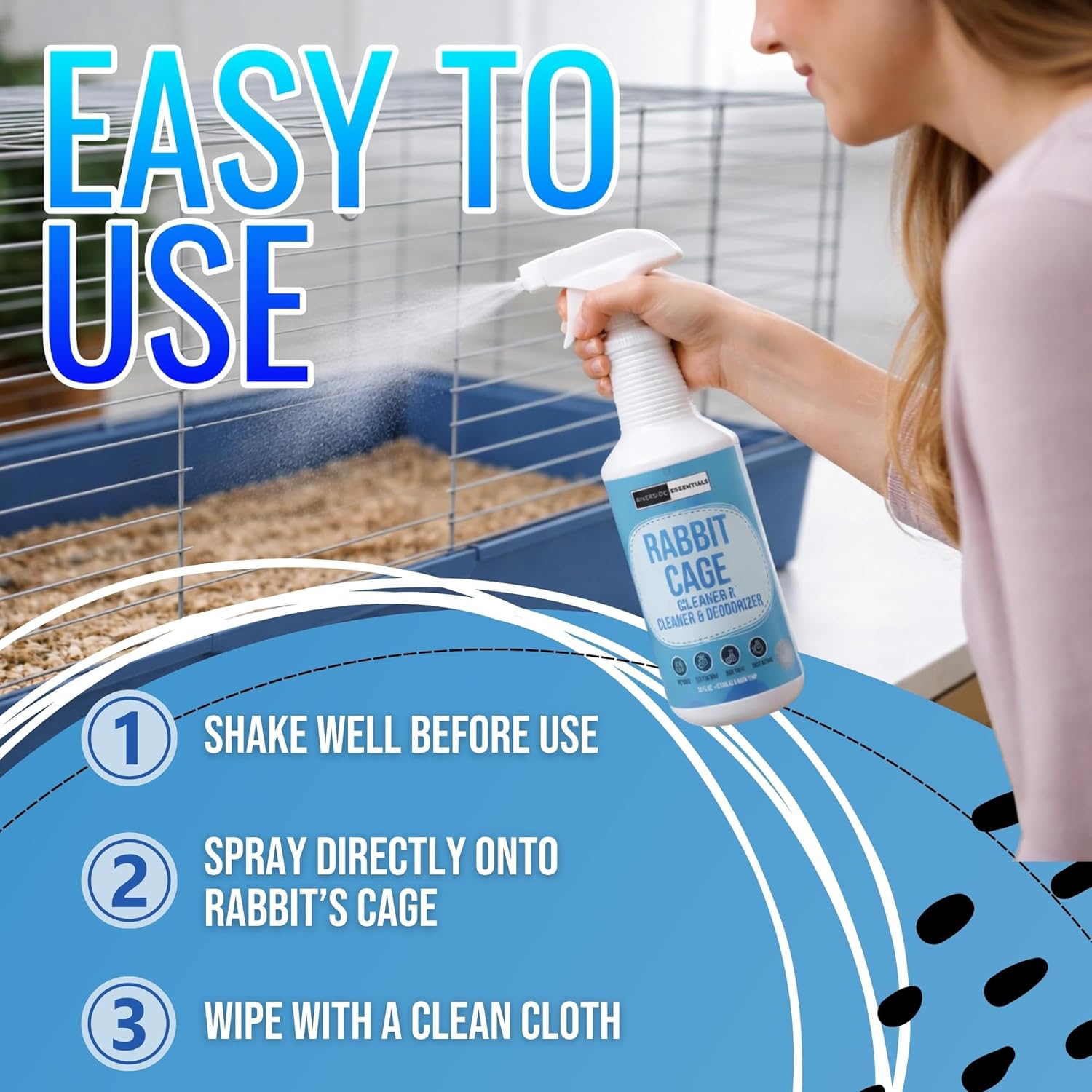 Rabbit Cage Cleaner Spray (32oz) – Bunny Cage Cleaner & Deodorizer – Odor Eliminator for Small Animal Cages – Pet Safe, Non-Toxic – Fast Drying – Made in USA - Image 4