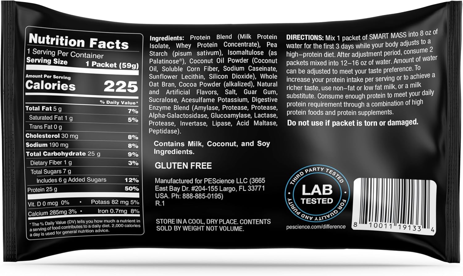 PEScience Smart Mass Gainer, Lean Muscle Weight Gainer, Whey Protein & Casein Protein Blend with Slow-Digesting Carbs, Maltodextrin-Free, Gourmet Chocolate, 14 Packets - Image 8