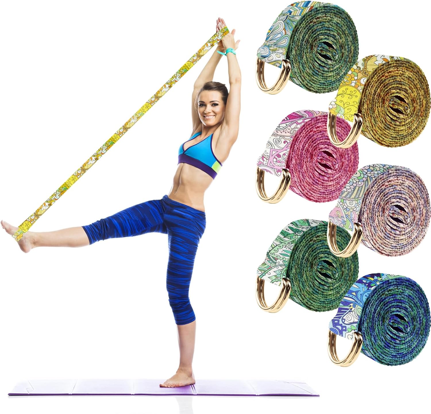 6 Packs Yoga Strap for Stretching Yoga Belt Adjustable Straps for Non Elastic Stretching Strap Exercise Straps for Pilates - Image 7