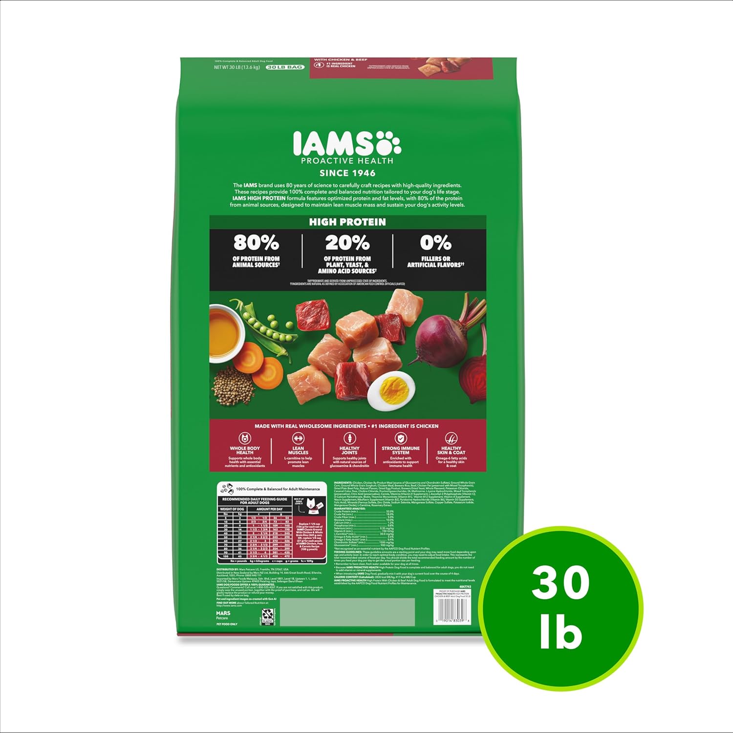 IAMS Proactive Health High Protein Dry Dog Food with Chicken & Beef, 30 lb. Bag - Image 12