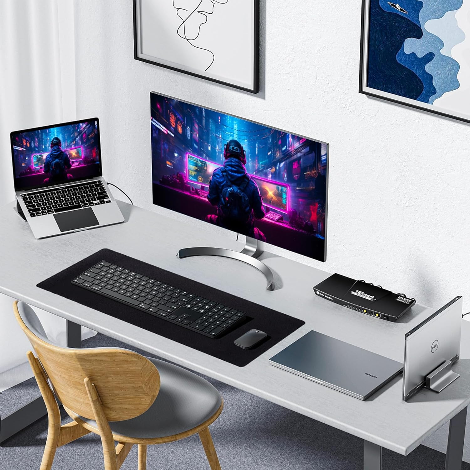 ALOANES Large Gaming Mouse Pad with Non-Slip Rubber Base,Stitched Edge,Desk mat for Laptop,Computer & PC, Wristing Pad for Gamer,Office & Home,Classic Black XL 11.81''x31.50''x0.12'' - Image 2