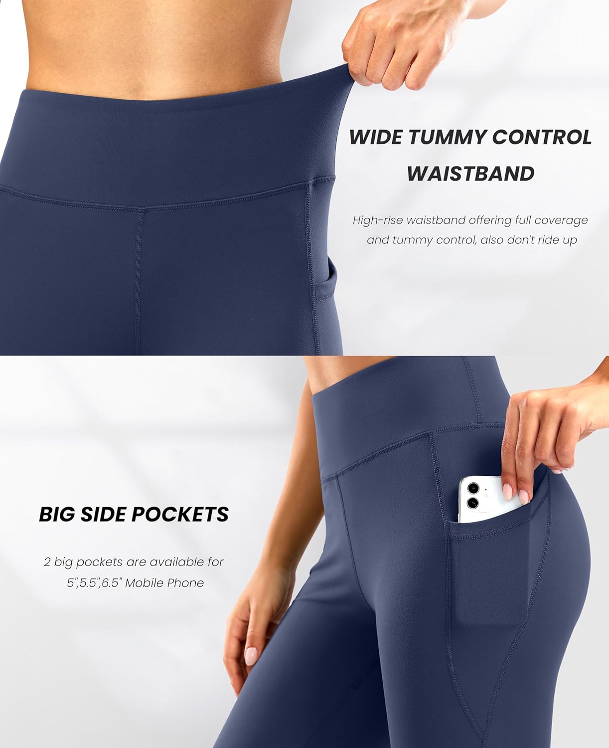 28"/30"/32"/34" Inseam Women's Bootcut Yoga Pants Long Bootleg High-Waisted Flare Pants with Pockets - Image 5