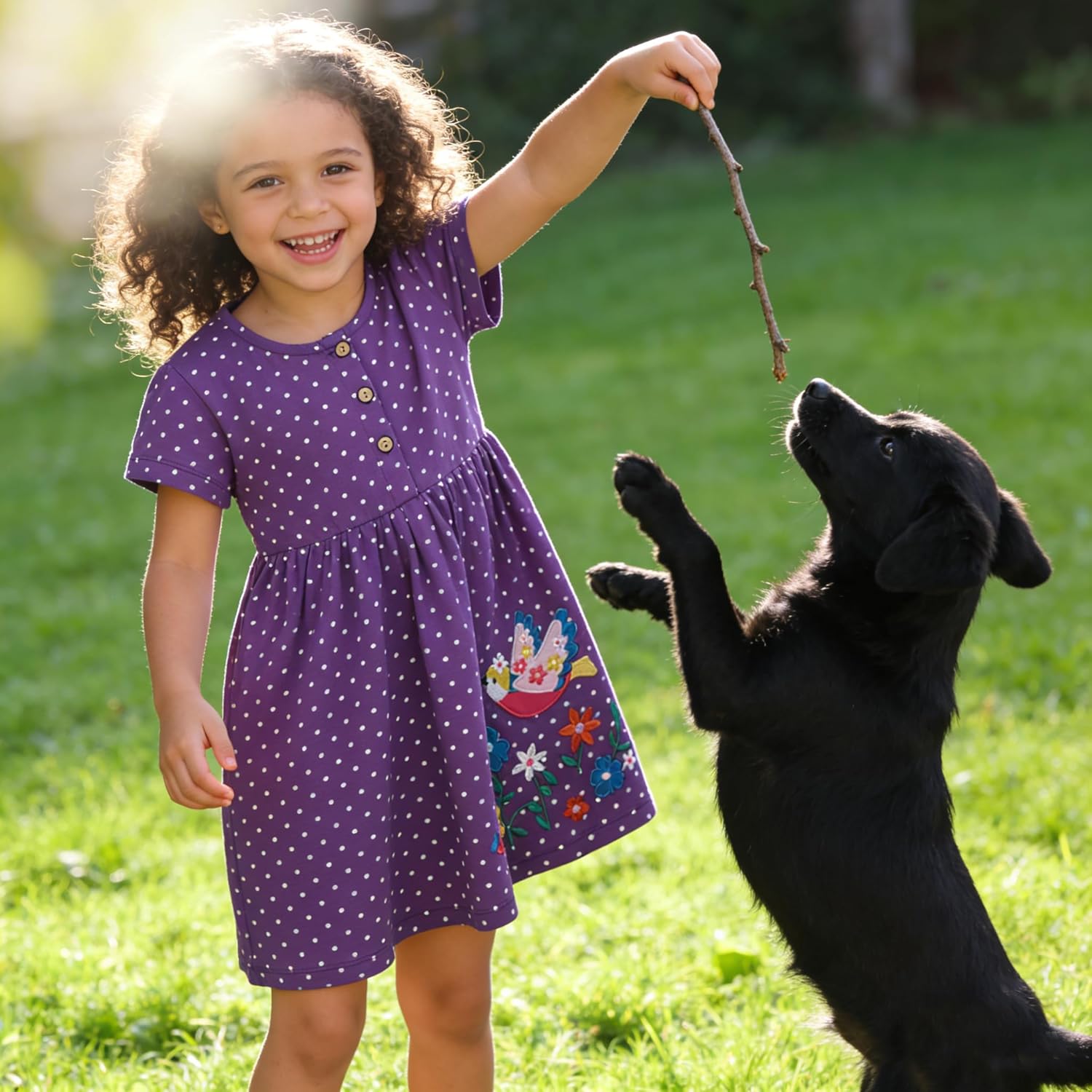 AMIYAN Toddler Girl Short Sleeve Dress Cotton Embroidery Applique Dresses Casual Cartoon Print Dresses for Girls 2-6 Years - Image 4
