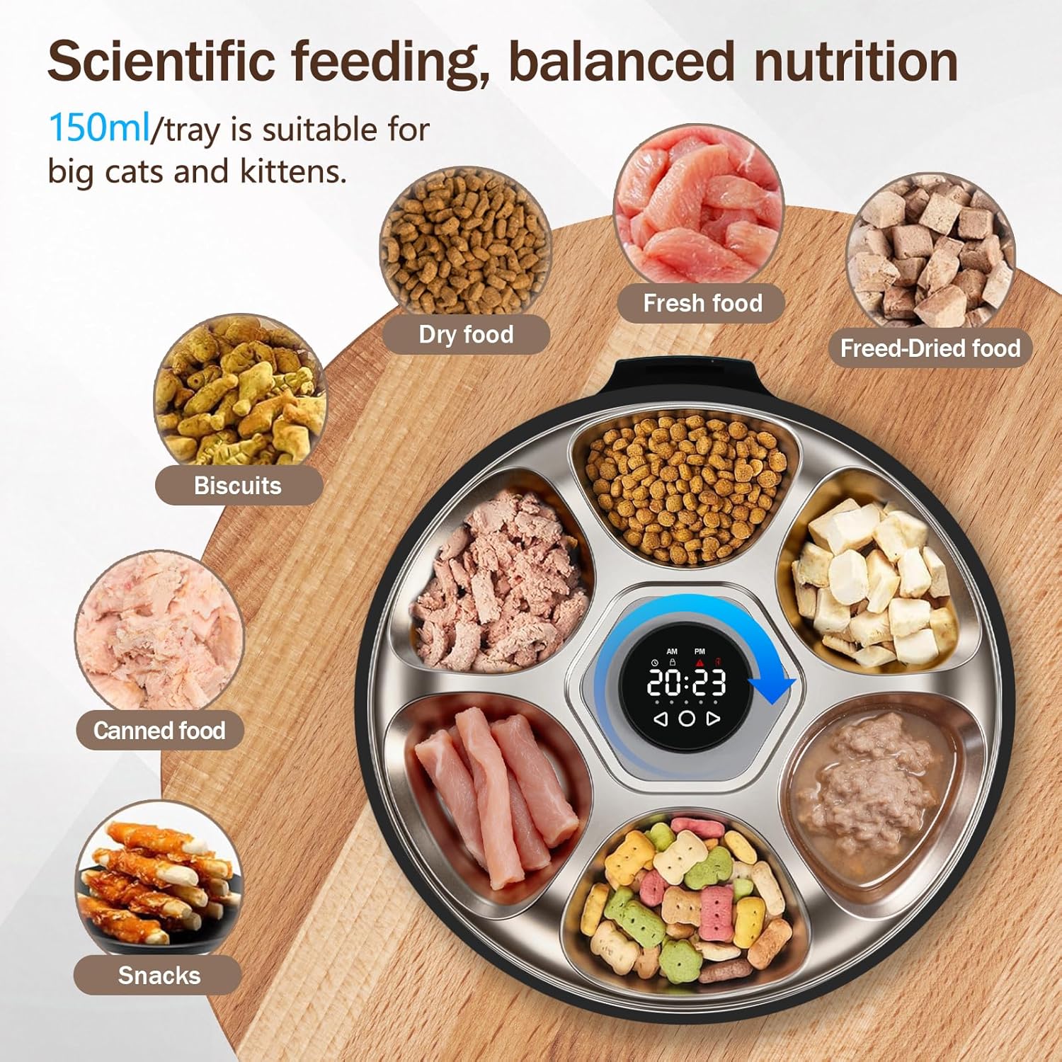 Automatic Wet Food Cat Feeder, Auto Refrigerated Wet Foods Feeder for Cats Dogs 6 Meal Timed Fresh Foods Dispenser with 2 Ice Packs Automatic Cat Dog Food Stainless Steel Bowl for Kitty Puppy Cat Dog - Image 5