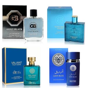 A CENTER Men’s Cologne Gift Set of 4(MilanValian&VintageH&GuiltB&LionBlu) – 3.4 Fl Oz Each | Vanilla Bourbon, Leather & Amber Floral Fragrance | Luxury Eau de Toilette