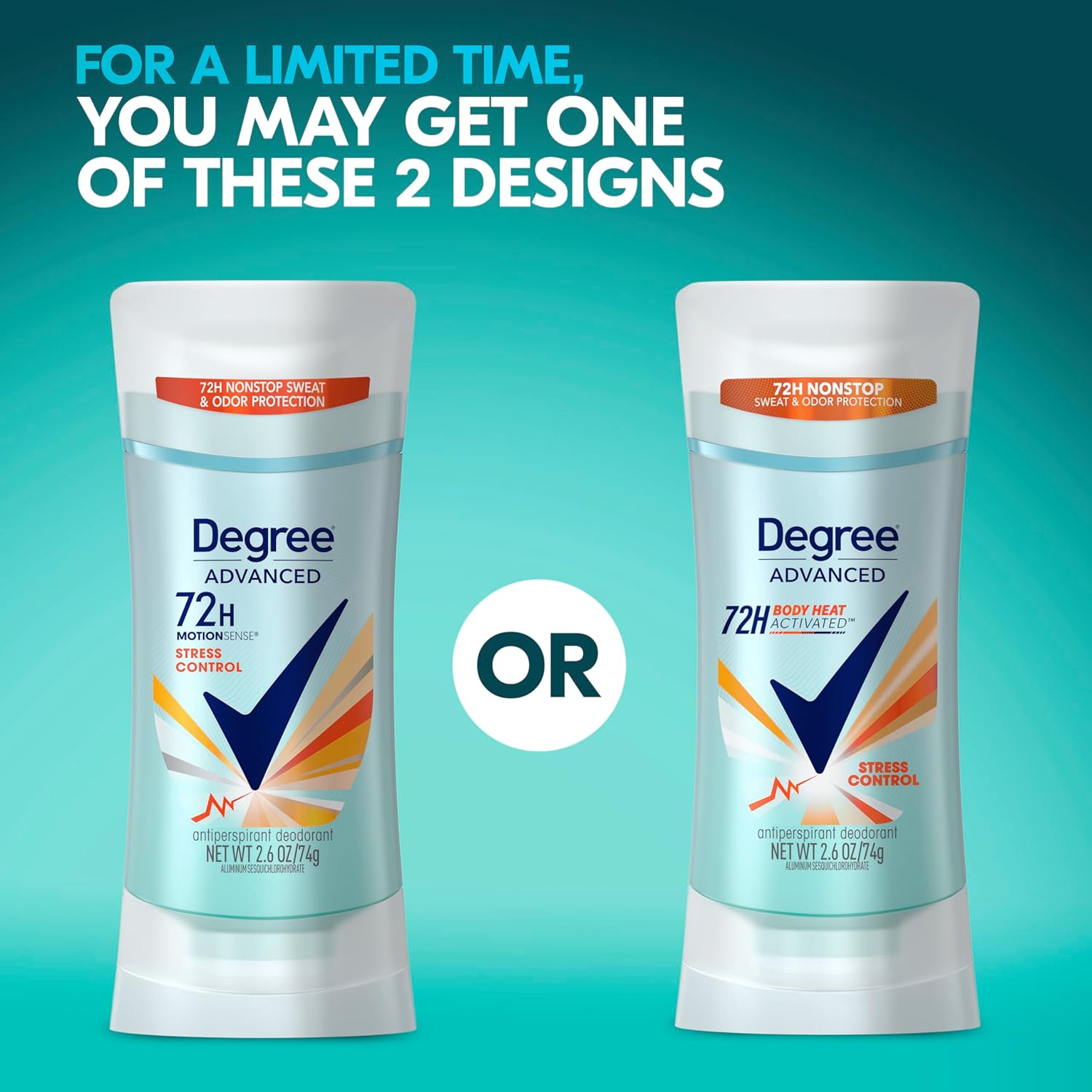 Degree Antiperspirant Deodorant Stress Control 72-Hour Sweat & Odor Protection Antiperspirant for Women with Body Heat Activated Technology 2.6 oz - Image 5