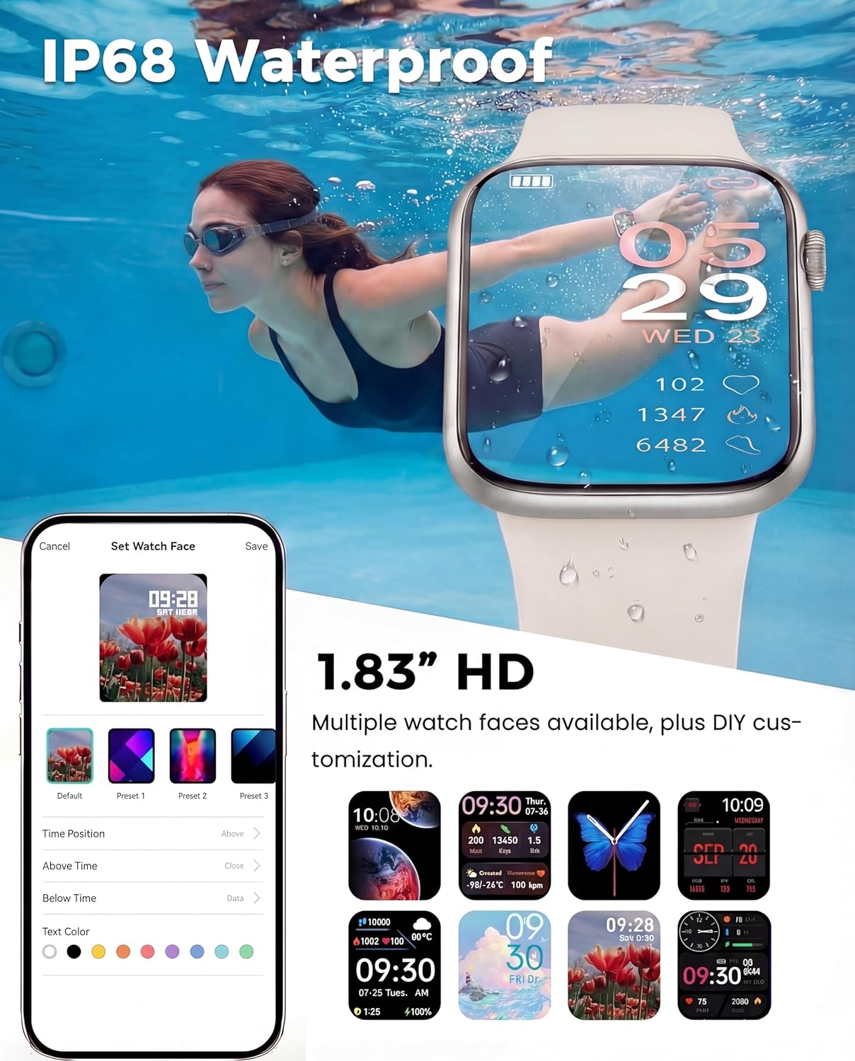 Smart Watch, Fitness Watch for Women Men with 24/7 Heart Rate/Blood Pressure Monitor,Pedometer, Sleep Tracker, 120+ Sport Modes, IP68 Waterproof Activity&Fitness Tracker Compatible with Android iPhone - Image 7