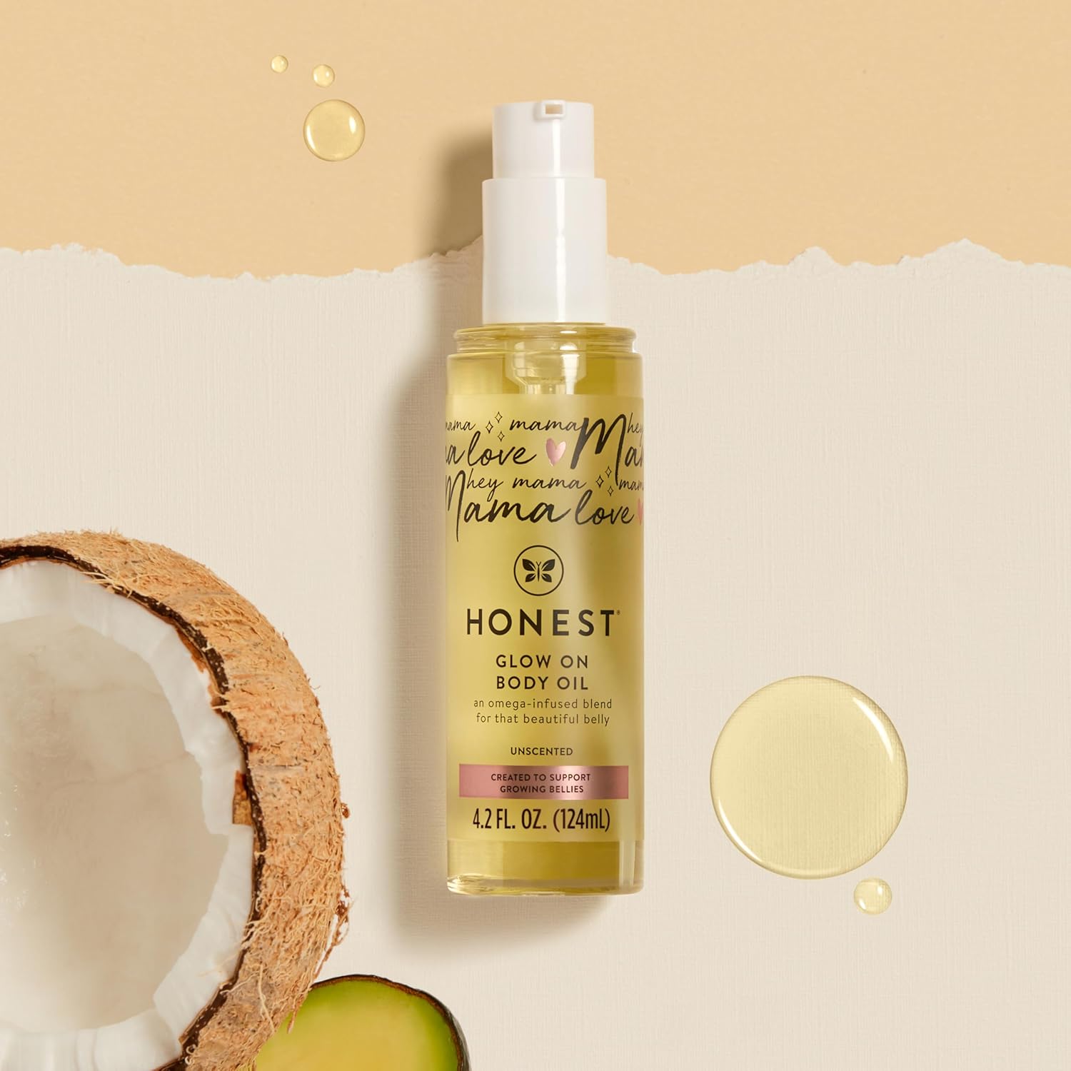 The Honest Company Mama Hydrating and Soothing Glow On Body Belly Oil, Plant Based Hypoallergenic, Fragrance-Free, 4.2 fl oz - Image 6