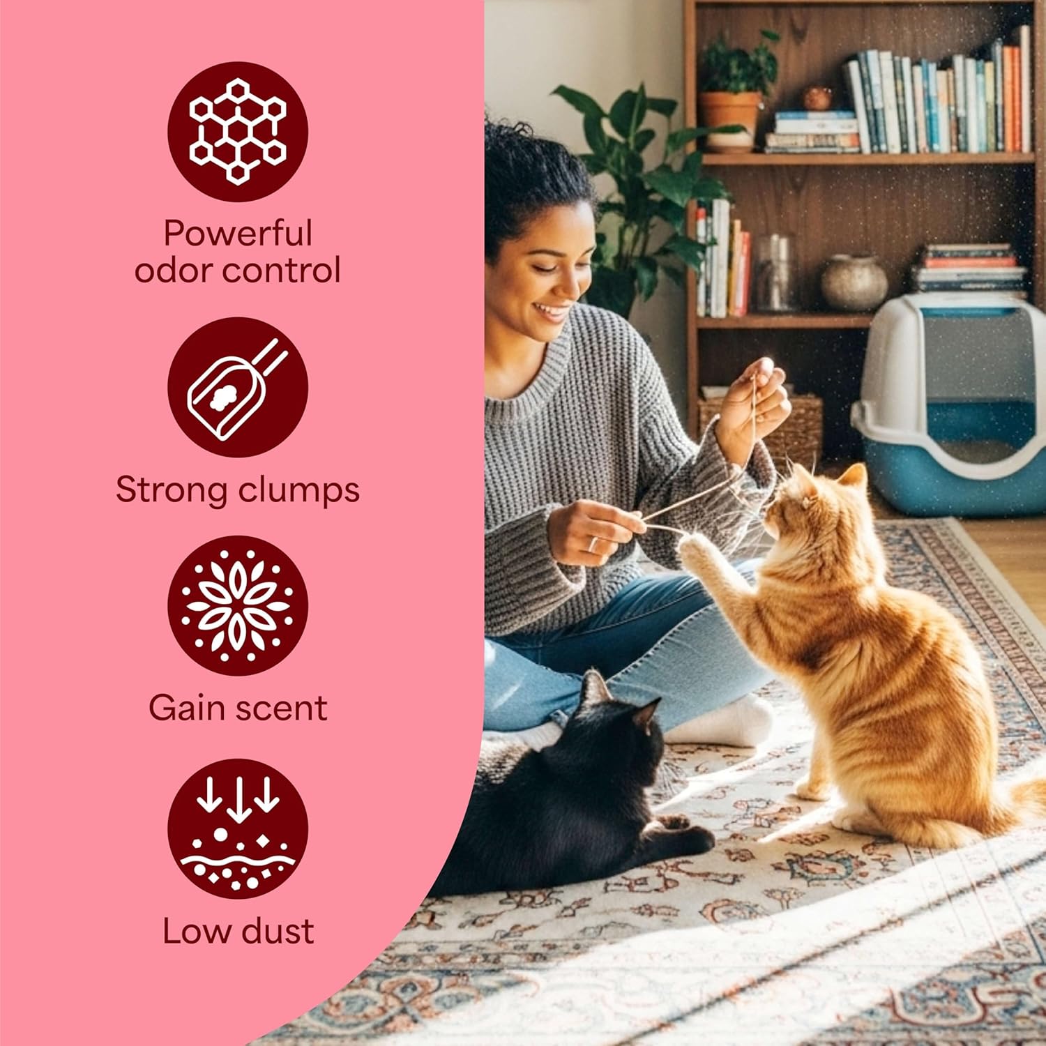 Fresh Step Advanced Odor Shield Multi Cat Clumping Litter with Febreze Freshness, Low Dust, Odor Control with Ammonia Block Tech, Compatible in Automatic Litter Boxes, 37 lb. (2 x 18.5 lb.) - Image 8