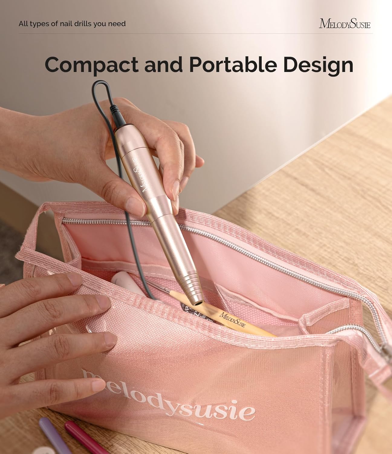 MelodySusie Pen-Shaped Portable USB Nail Drill, PC120I 20000RPM Electric Nail File with Compact Design for All Nail Care, Manicure Polishing, Shaping & Gel Removal at Home for Beginners - Image 3