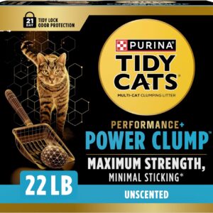 Purina Tidy Cats Performance Plus Power Clump Unscented Multi Cat Clumping Cat Litter – 22 lb. Box