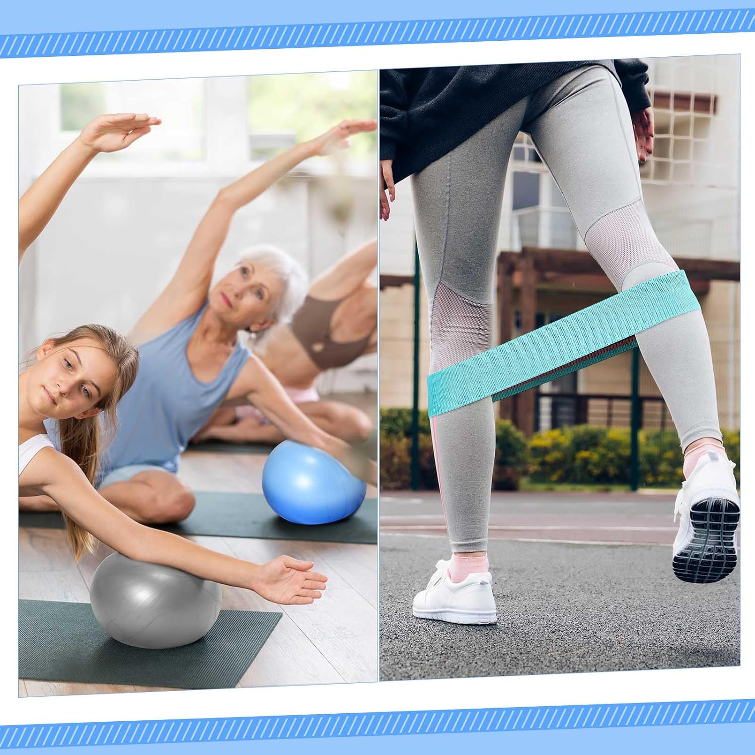 Poen Pilates Equipment Kit for Home Workout Pilates Ring and Ball Set for Women 12'' Circle Yoga Fitness Essentials Kit with Resistance Bands, Yoga Strap, Socks,Bag - Image 6