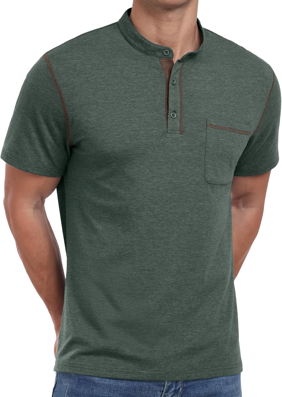 Sailwind Mens Henley Shirts Short Sleeve Summer Casual Classic Cotton T Shirts Pocket Button Shirt - Image 3