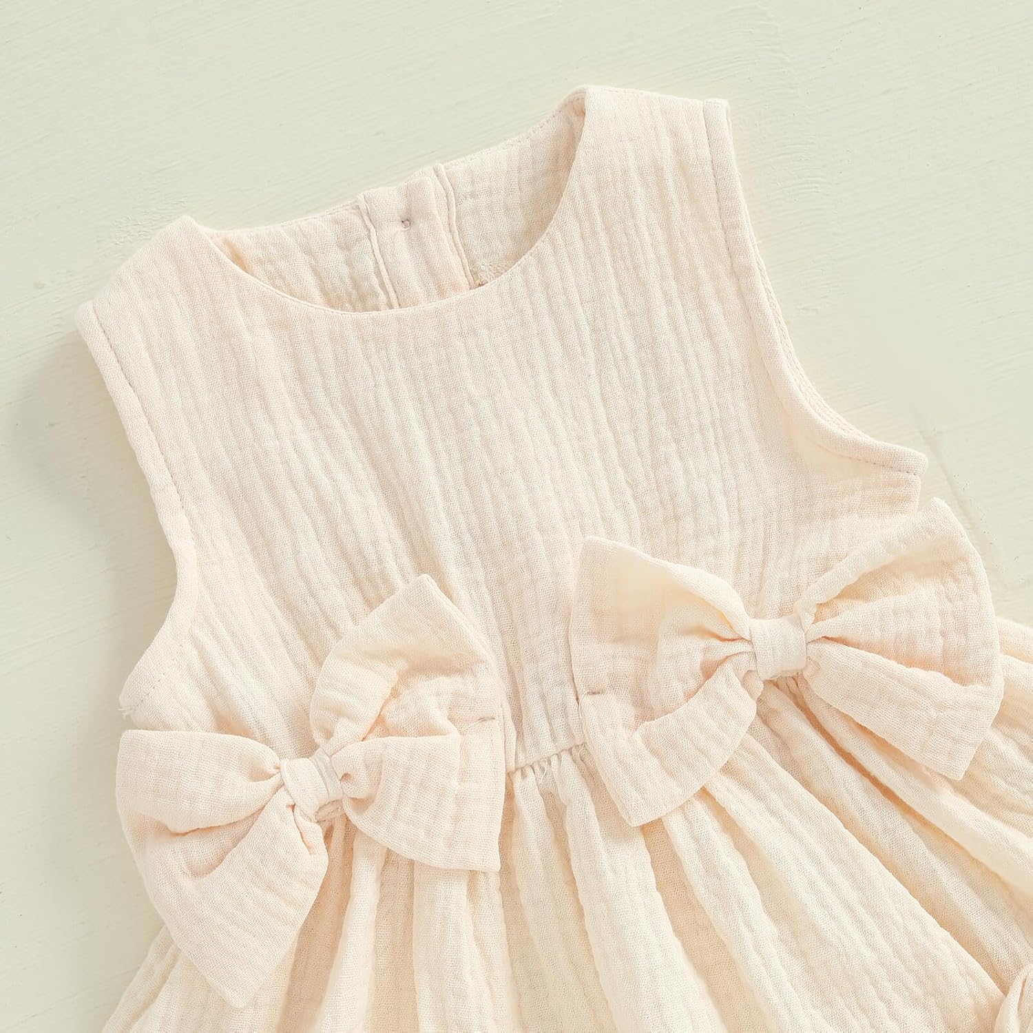 Kupretty Toddler Baby Girl Clothes Summer Linen Outfit Bows Ruffle Vest Shirts + Ruffled Short Set 12 18 24 Month 2T 3T - Image 5