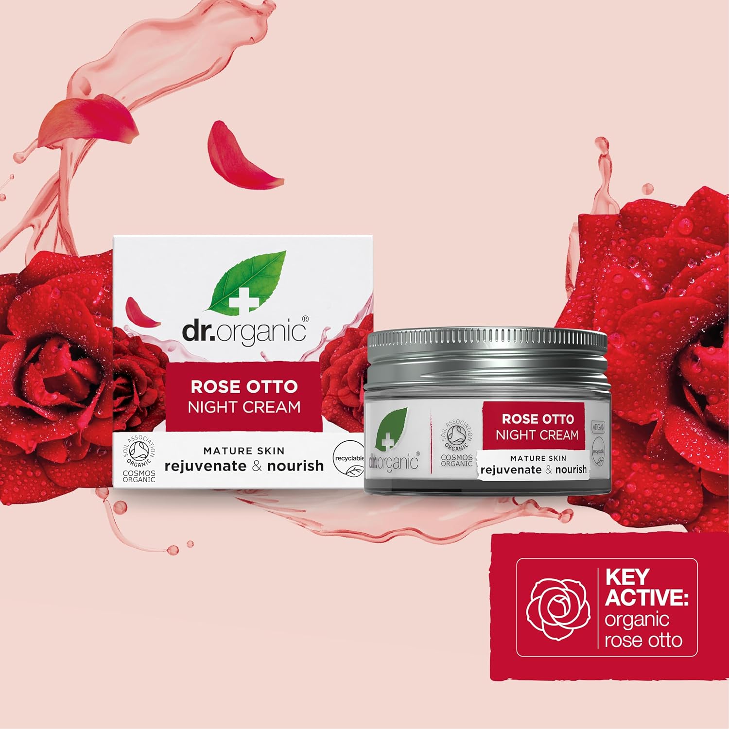 Dr. Organic Rose Otto Night Cream | Rejuvinating for Mature Skin, Aids in Healthy Aging, Promotes Youthful & Toned Skin, Natural, Certified Organic, Vegan, 50 mL / 1.7 fl oz - Image 5