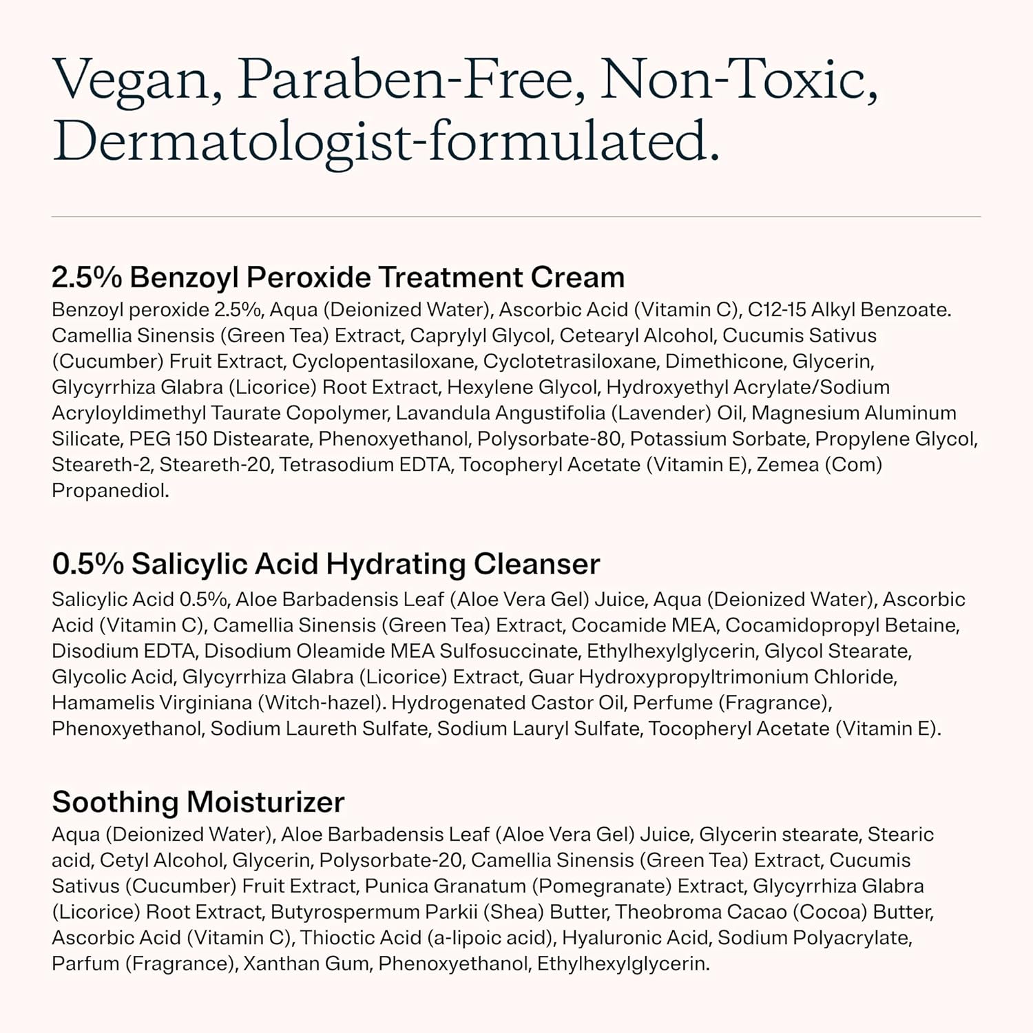 MDacne 3 Step Face Acne Treatment Kit, Benzoyl Peroxide Cream 2.5%, Salicylic Acid Cleanser, Niacinamide Moisturizer – Medicated Plant-Based Skincare for Adult & Teen Acne, 30 Day Kit - Image 10
