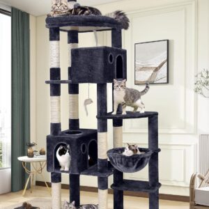 Globlazer Giant Cat Tree, 83 inch Cat Tree for Indoor Cats Large Adult, XXL Cat Tower with 9 Scratching Posts for 20lb+ Heavy Duty Large Adult Cats, F83, Dark Grey