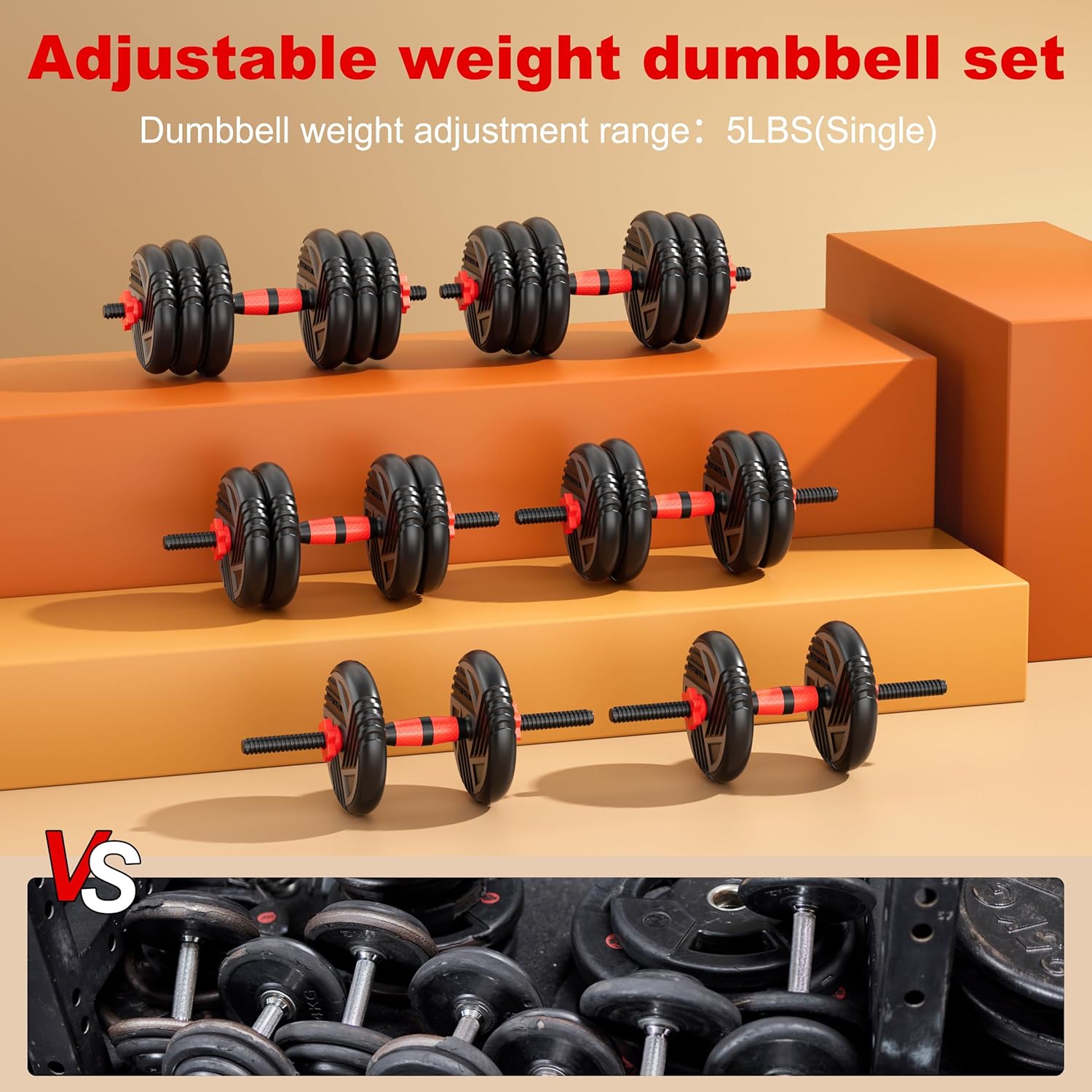 Adjustable Dumbbell Set, 10/20/30/45/70/90lbs, 5 in 1 Multi-Function Dumbbells Set Converts to Barbell & Kettlebell, Weight Set for Home Gym Workout, Suitable for Men/Women Strength Training - Image 8