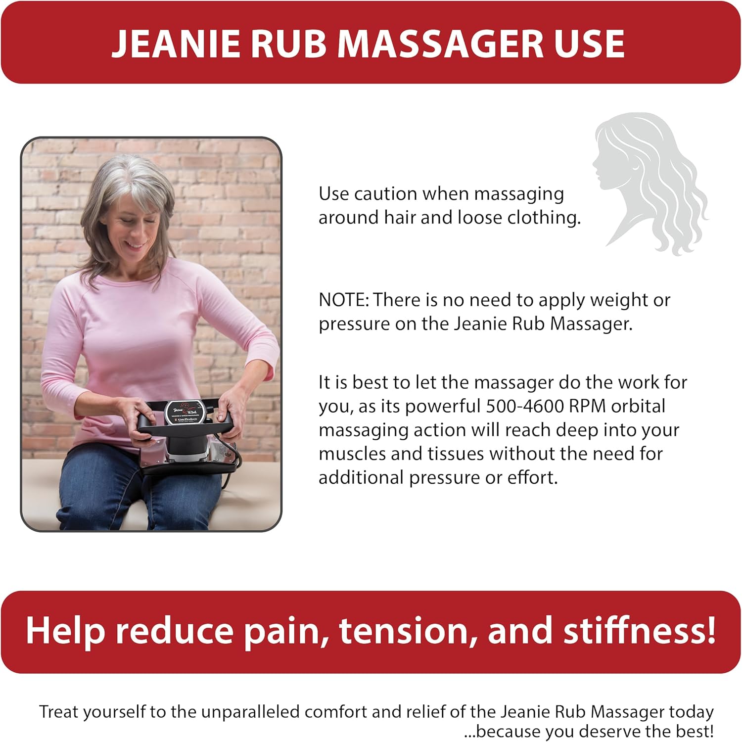 Core Products Jeanie Rub Variable Speed Massager, Deep Tissue Back Massager for Pain Relief, Body Massager for Shoulder Massage, Lumbar, Neck, Lower Back & Cellulite Massage - Image 6