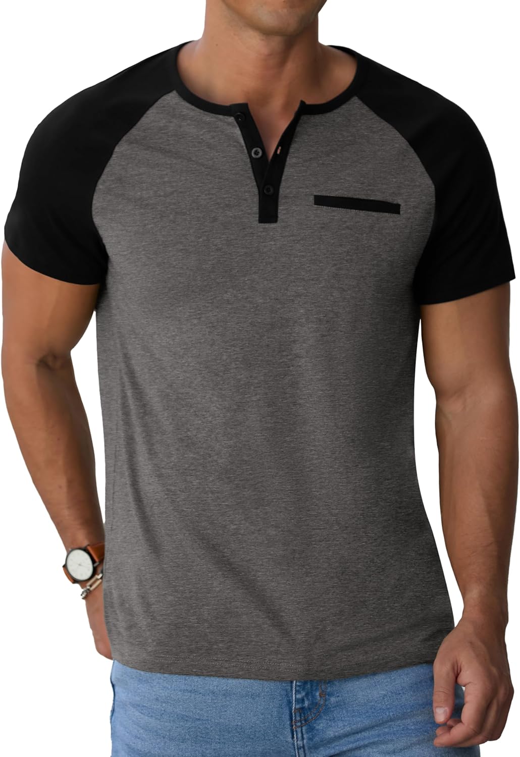 Sailwind Men's Cotton Henley Short Sleeve Casual T-Shirts with Pocket - Image 3