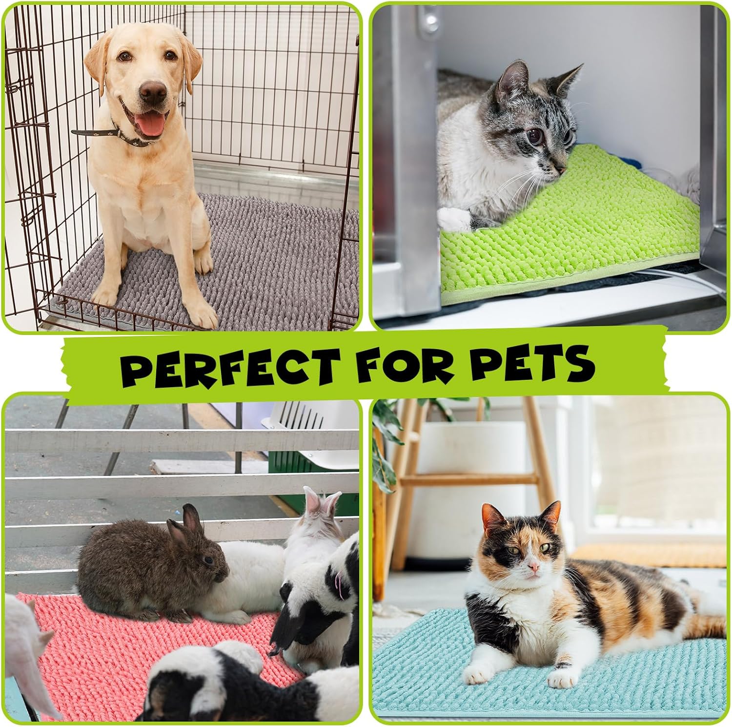 Barydat 8 Pcs Guinea Pig Cage Liner for Guinea Pig Cage Bedding Reusable Rabbit Mat Pad Washable Training Pad Animal Sleeping Bedding Mat(16x12'',Gray, Green, Pink, Blue) - Image 5