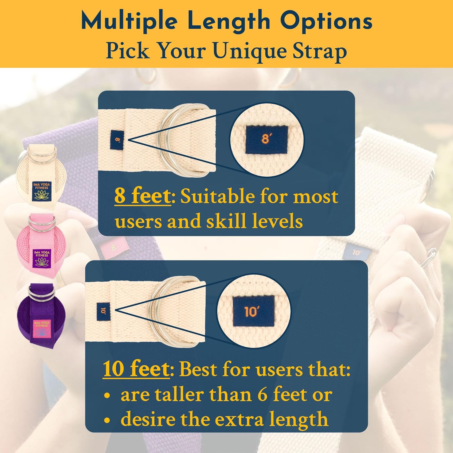 Adaptive Yoga Strap, Stretching Strap, 2 Inches Wide, 100% Naturally Soft Cotton, Steel D-Rings, Includes Natural Cotton Drawstring Storage Pouch and Instructional E-Book - Image 5