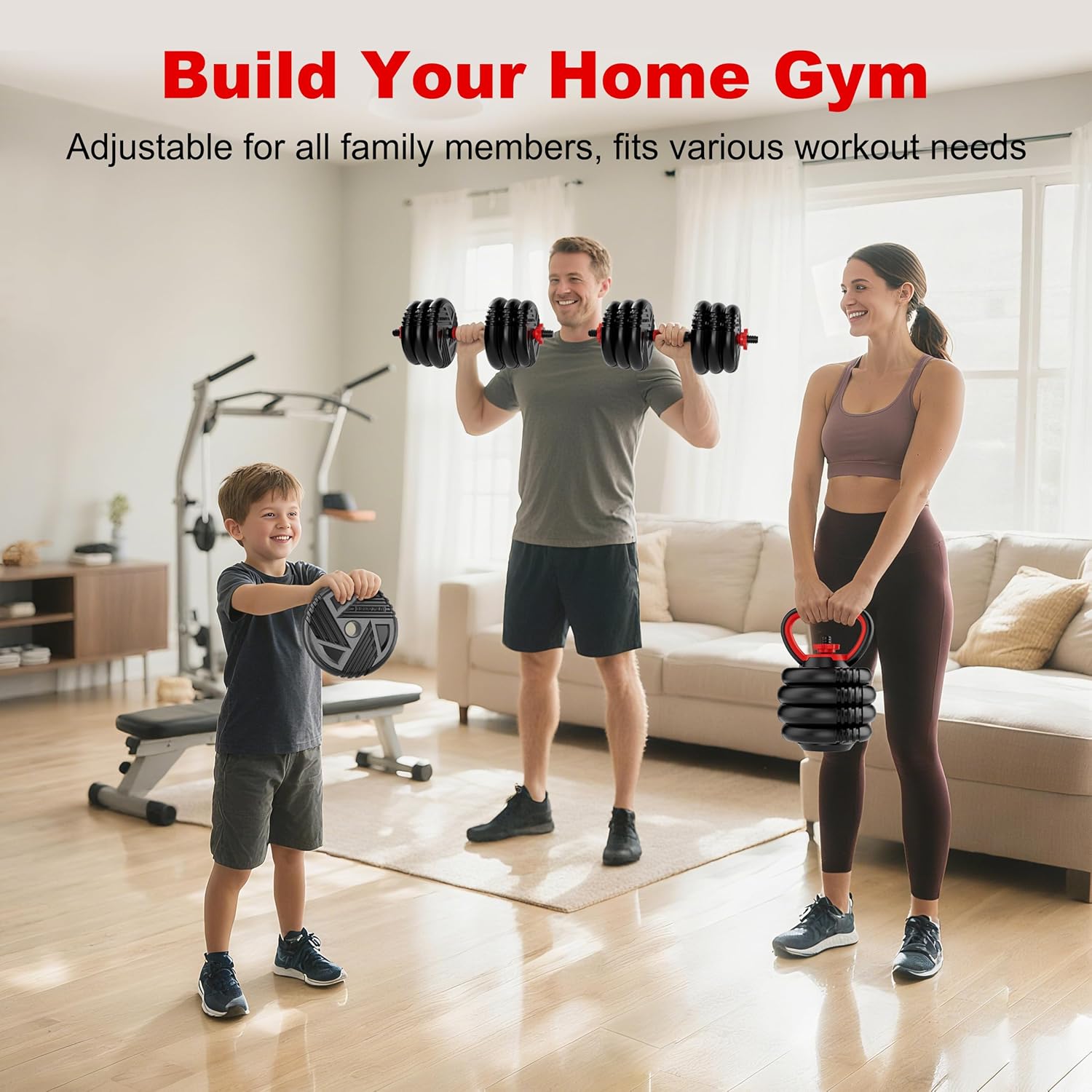 Adjustable Dumbbell Set, 10/20/30/45/70/90lbs, 5 in 1 Multi-Function Dumbbells Set Converts to Barbell & Kettlebell, Weight Set for Home Gym Workout, Suitable for Men/Women Strength Training - Image 9