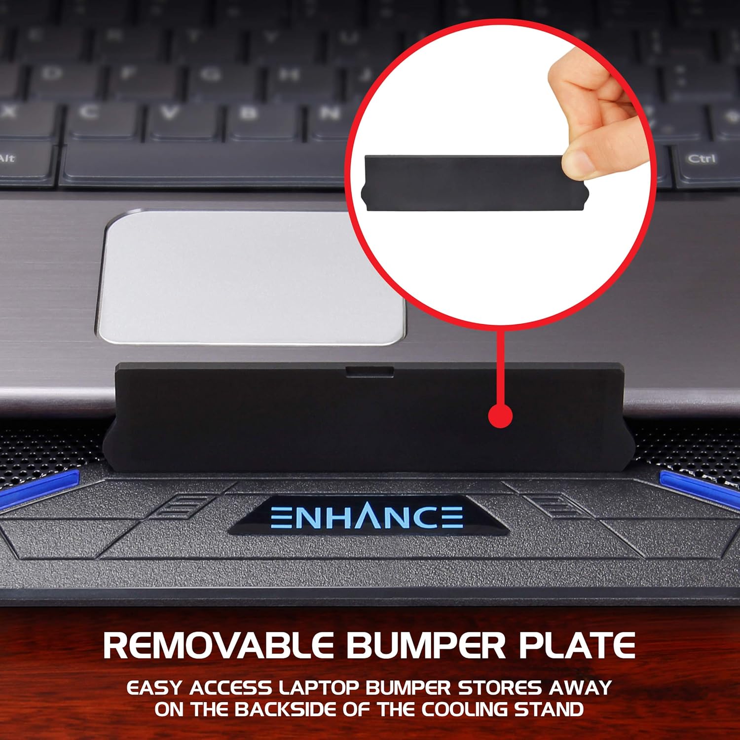 ENHANCE Cryogen Gaming Laptop Cooling Pad - Fits 17 in Computer- Adjustable Laptop Cooling Stand with 5 Quiet Cooler Fans, 2 USB Ports and LED Lighting - Slim Portable Design 2500 RPM (Blue) - Image 6