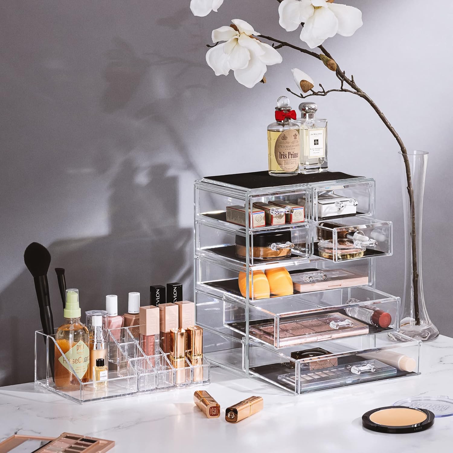 Sorbus Acrylic Makeup Organizer Set, 7-Drawer Vanity & Countertop Cosmetic Storage with Small & Wide Compartments, CLear Makeup Storage for Brushes, Jewelry – Holiday Gift for Women & Teens - Image 3
