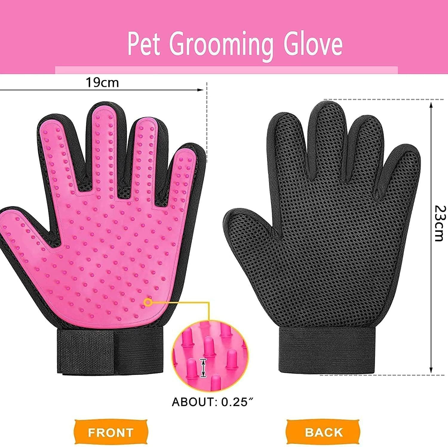 BYETOO Pet Dog Cat Grooming Glove with 261Tips,Gentle Deshedding Brush Glove,Efficient Pet Hair Remover Mitt,Massage Tool with Enhanced Five Finger Design,for Dog,Cat,Rabbit,Horse with Long/Short Fur - Image 2