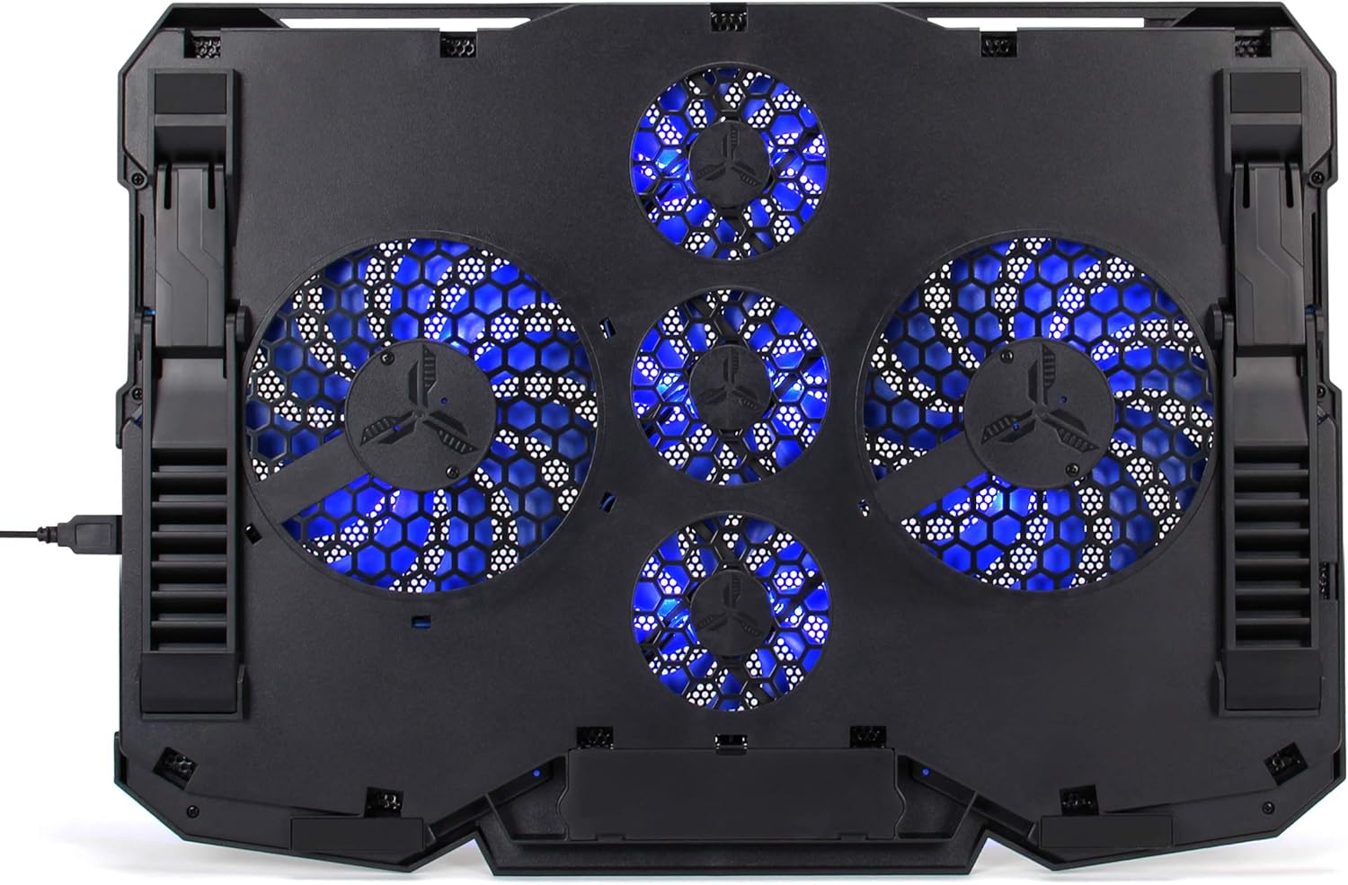 ENHANCE Cryogen Gaming Laptop Cooling Pad - Fits 17 in Computer- Adjustable Laptop Cooling Stand with 5 Quiet Cooler Fans, 2 USB Ports and LED Lighting - Slim Portable Design 2500 RPM (Blue) - Image 8