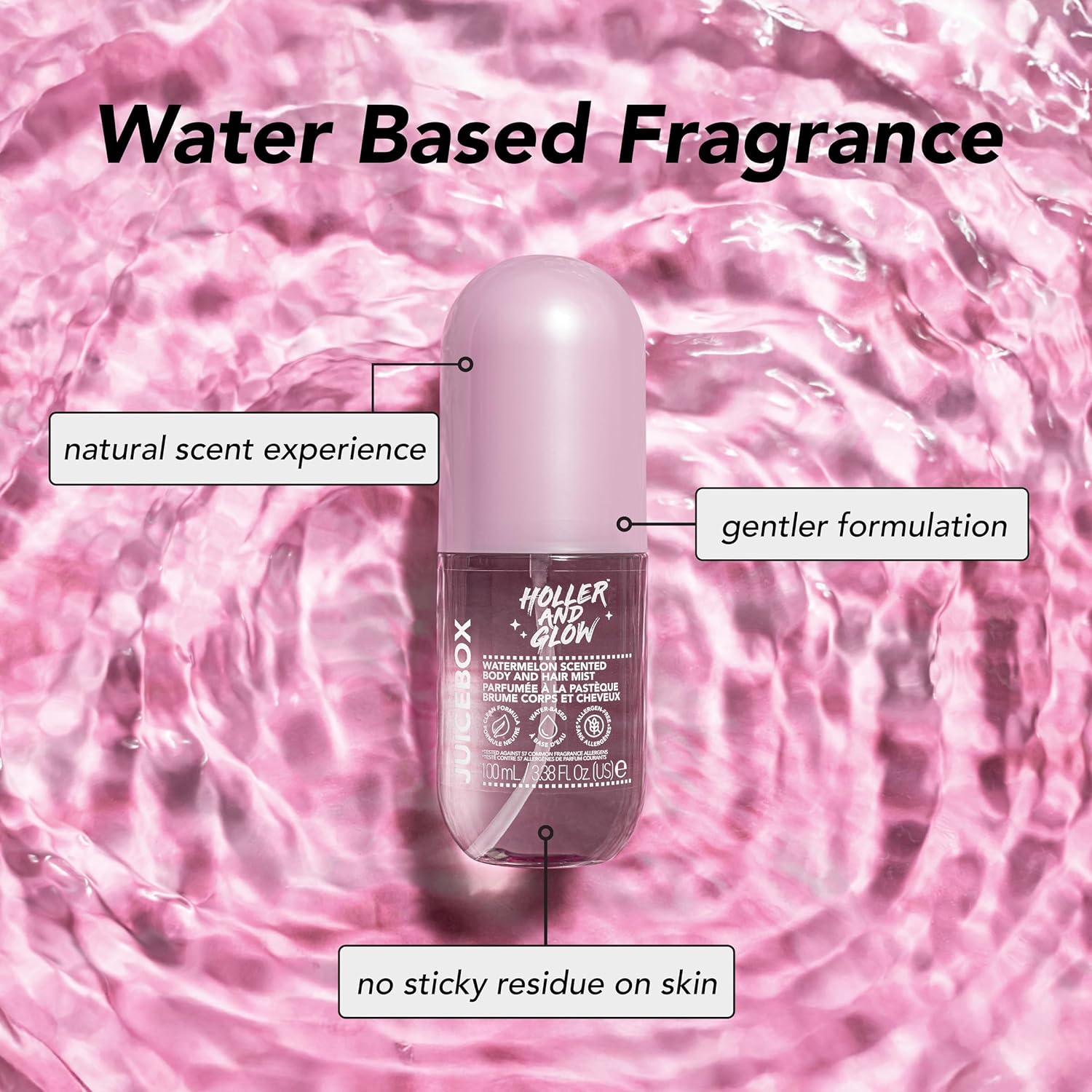 Holler And Glow Mood Boosting Juice Box Body & Hair Mist, Body Spray, Teen Girls Spritz, Long Lasting, Watermelon, Fruity Scented, Water Based Fragrance For Tweens, Clean & Gentle Formula, 3.38 Fl Oz - Image 3