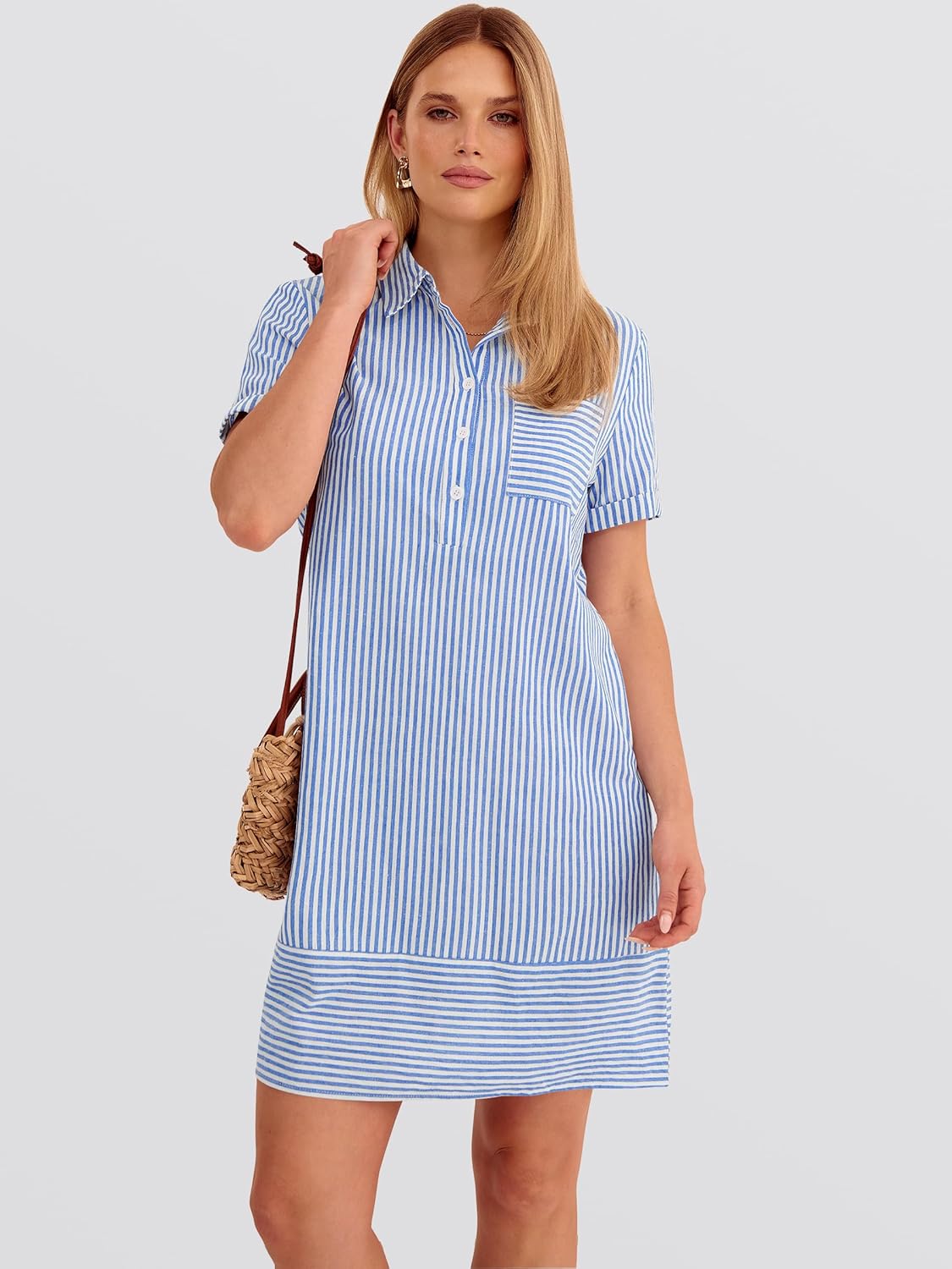 ANRABESS Womens Summer Shirt Dresses Casual Short Sleeve Button Tshirt Shift Short Polo Dress 2026 Beach Vacation Clothes - Image 4