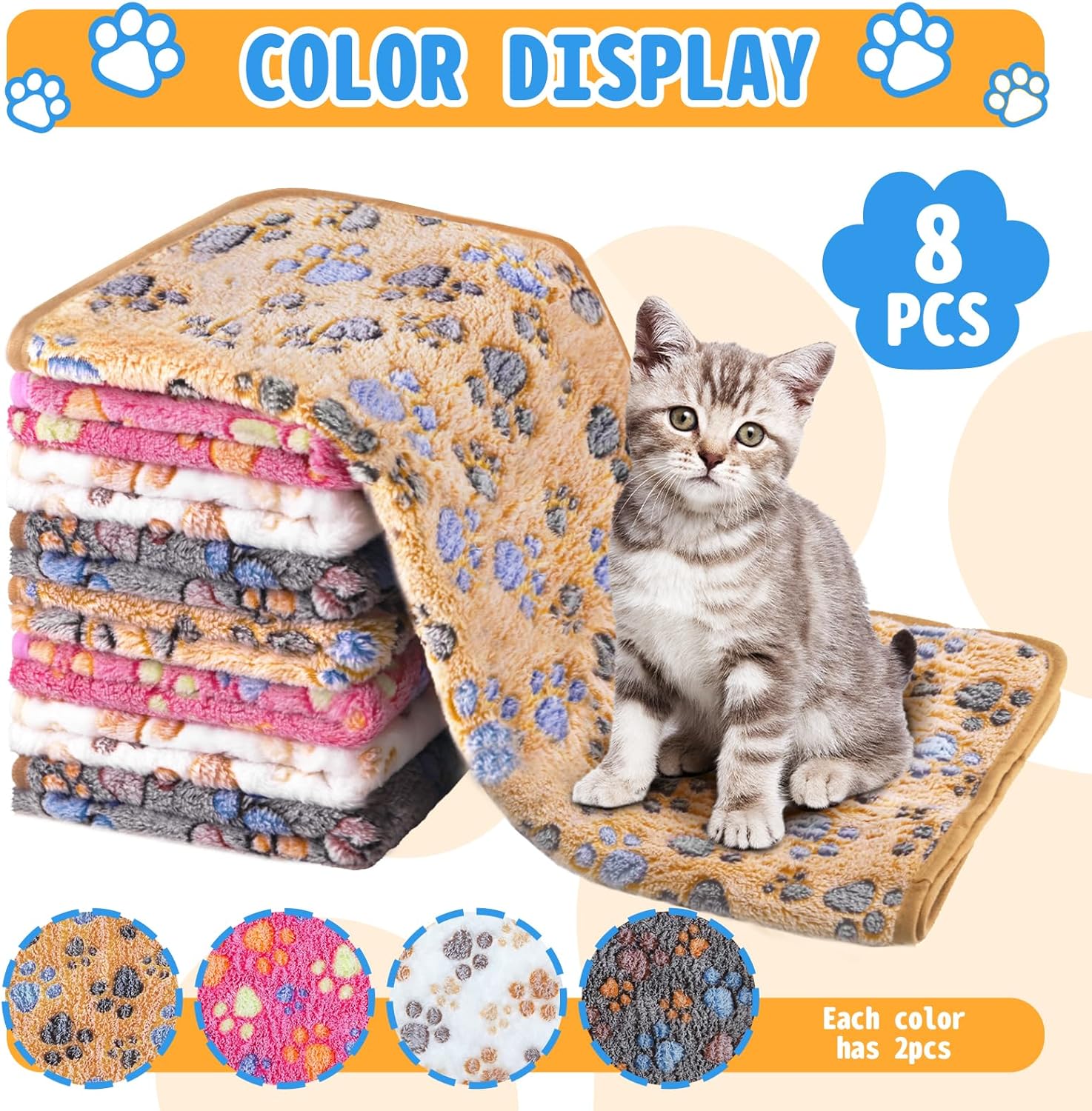 8Pack Soft Guinea Pig Bedding Blankets Washable Small Animal Fleece Cage Liners Reusable Pet Pee Pad Sleep Mat Pad Cover for Hamster Chinchilla Rabbit Hedgehog Dog Cat Essentials (20×30 Inch) - Image 4
