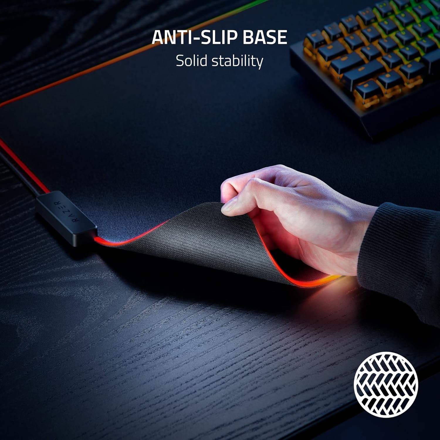Razer Strider Chroma Hybrid Gaming Mouse Mat with Razer Chroma RGB: Hybrid Soft/Hard Mat - 19 Razer Chroma RGB Lighting Zones - Warp and Water-Resistant - Anti-Slip Base - Seamless Edges XXLarge - Image 5