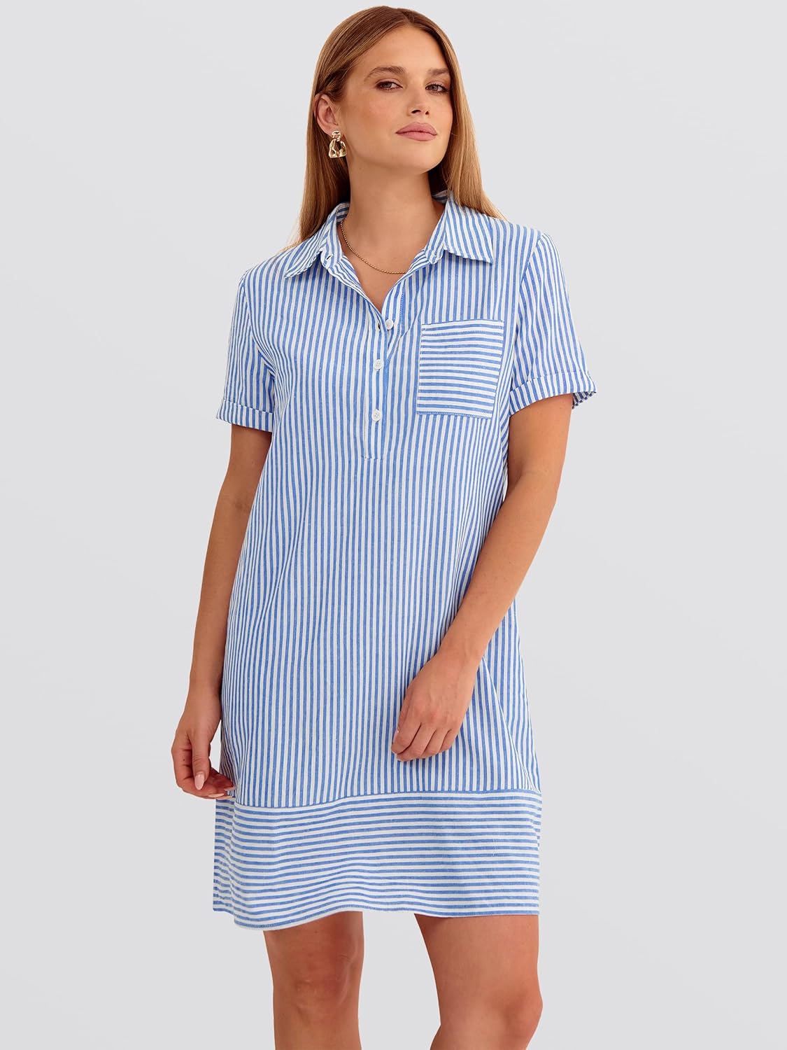 ANRABESS Womens Summer Shirt Dresses Casual Short Sleeve Button Tshirt Shift Short Polo Dress 2026 Beach Vacation Clothes - Image 5