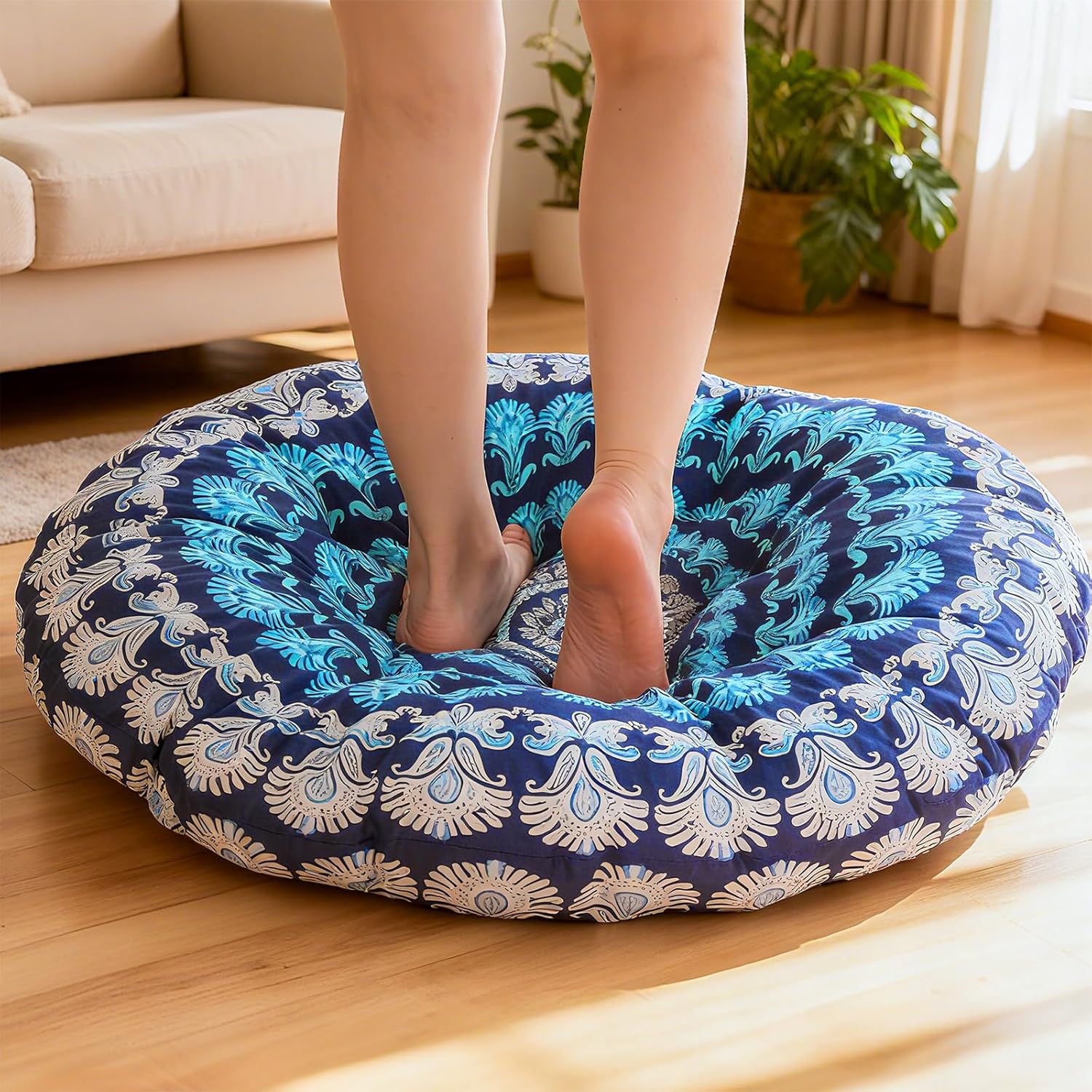 Funnymoom Extra Large Mandala Floor Cushion 35 Inch Round Meditation Floor Pillow Papasan Swing Cushion for Adults Oversized Playroom Pillows Reading Nook Big Pillow for Sitting Yoga Living Room Sofa - Image 2