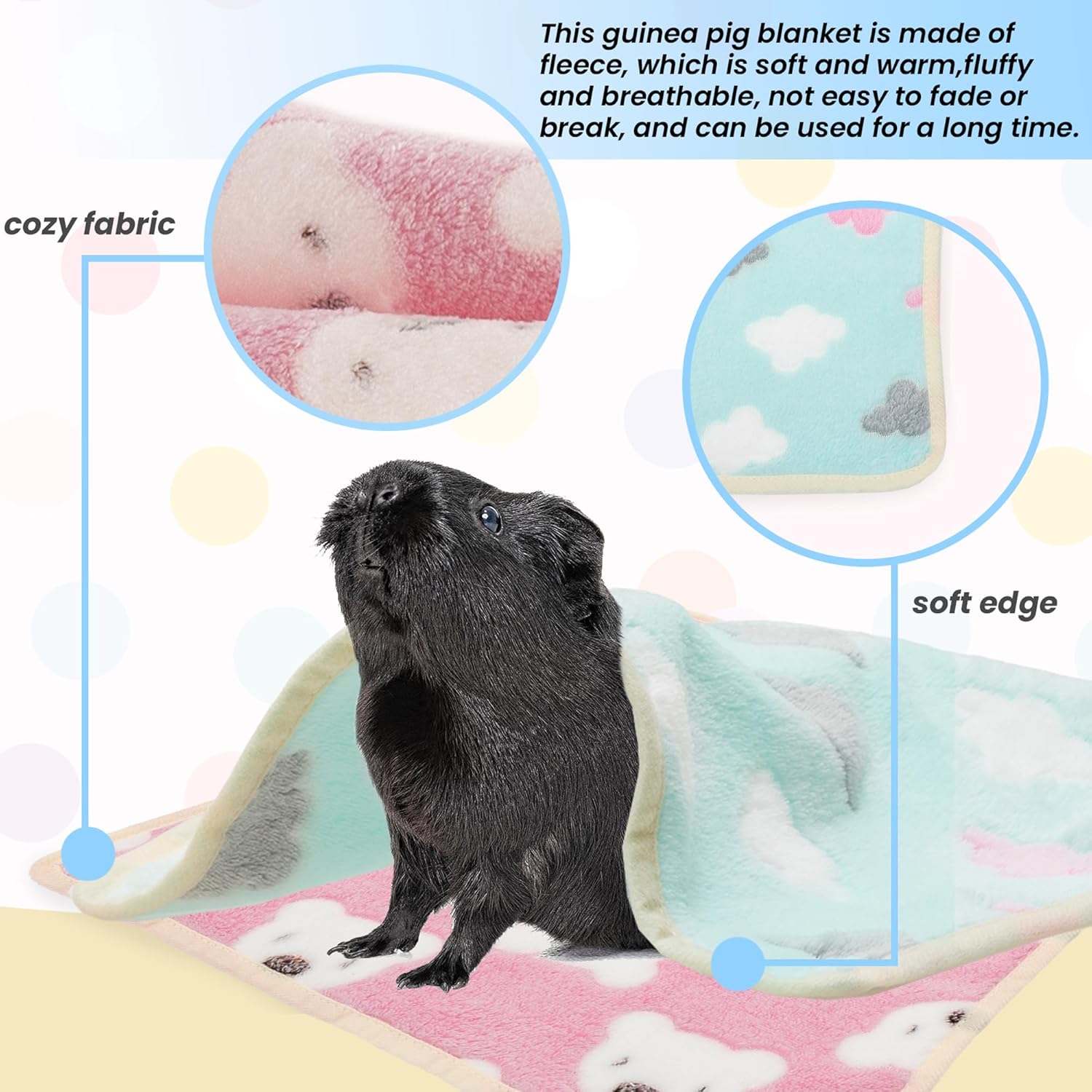 Guinea Pig Bedding Blankets - 6 Pack Soft Fleece Liner Small Animal Cage Accessories for Rat Hedgehog Chinchilla Hamster Rabbit Bunny, Washable Sleep Mat Bedding Accessories (13.7"*13.7") - Image 4