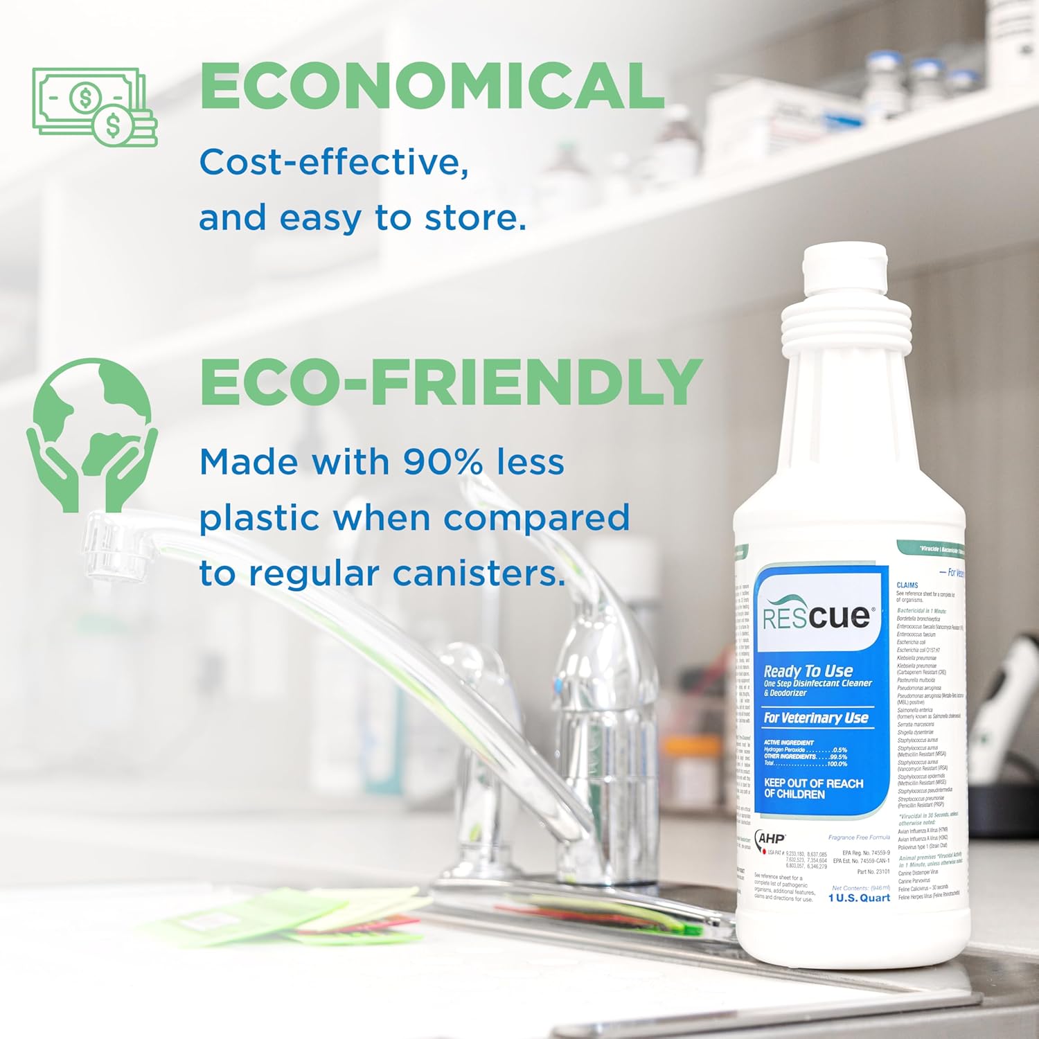 REScue One-Step Ready-to-Use Disinfectant Cleaner & Deodorizer – For Veterinary Use, Animal Shelters, Pet Foster Homes, Kennels, Litter Box – 32 Ounce RTU (Spray Nozzle NOT Included) - Image 6