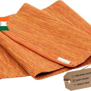 Yogasana Organic Cotton Yoga Mat – Non Slip Hand-Woven Foldable Yoga Rug Provides Excellent Comfort, Traction & Support – Travel Extra Thick Yoga Mats for Indoor & Outdoor Use – 24 x 72 Inches
