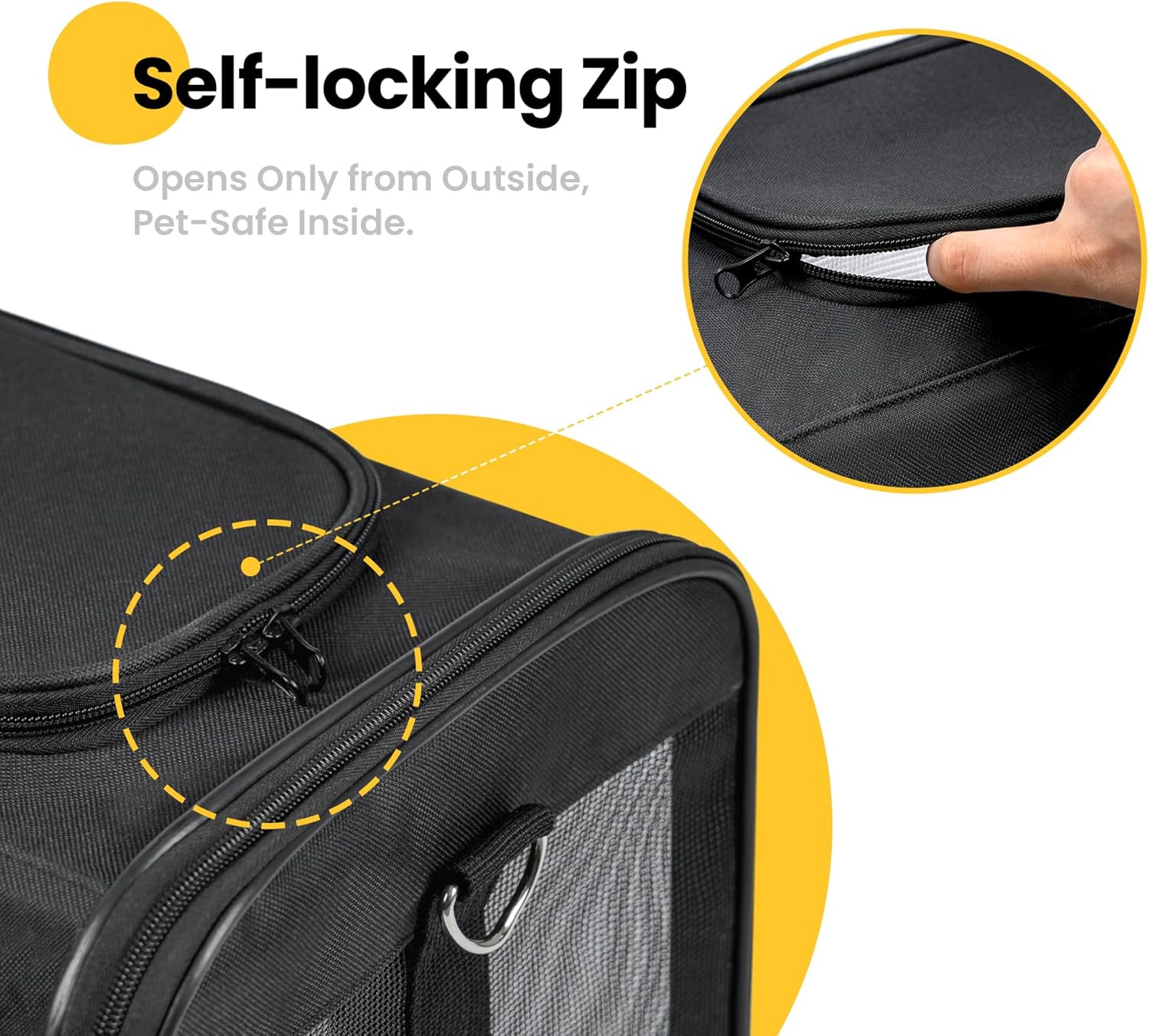 Conlun Cat Carrier Airline Approved, Soft-Sided Dog Carrier with Inner Safety Leash, Pet Transport Carrier for Small-Medium Cats Puppies up to 15 Lbs, Collapsible Travel Kitten Carrier Bag -BlackM - Image 7