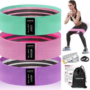 KANGFITER Non-Slip Fabric Resistance Bands for Working Out, Loop Exercise Bands for Booty Leg, Butt, Glute, Stretch Workout Bands for Women & Men, Hip Elastic Bands for Home Gym Fitness, Yoga, Pilates