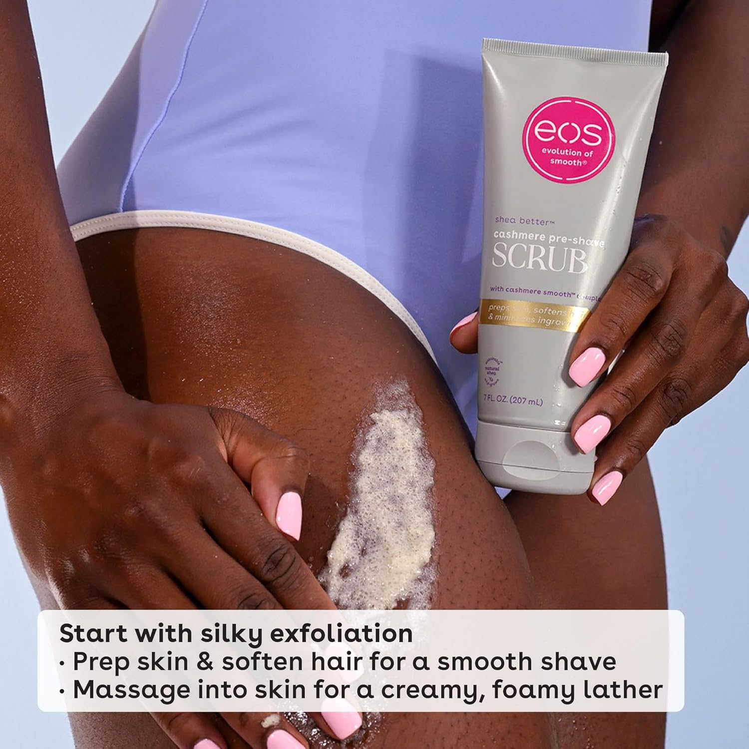 eos Cashmere Skin Collection Pre-Shave Scrub - Vanilla Cashmere, Exfoliating Body Scrub, Hydrating, Shea Sugar, 7 fl oz - Image 3
