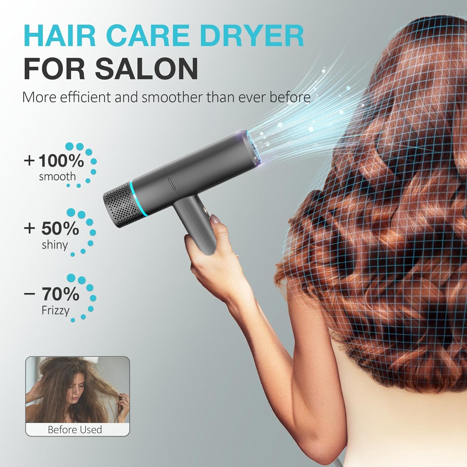 Hair Dryer with Diffuser Blow Dryer, High-Speed Ionic BlowDryer, Powerful 1600 Watt Motor for Fast Drying and Straight & Wavy Hair, Low Noise, Lightweight, Professional Hairdryer for Home Salon - Image 6