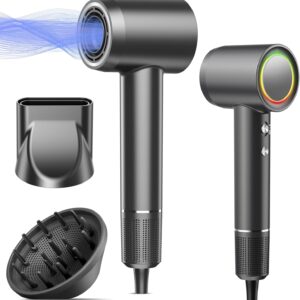 Hair Dryer, 160000RPM Professional High Speed Ionic Blow Dryer, 500 Million Negative Ions & Heat-Control & Low Noise Hairdryer & Magnetic Diffuser, Fast Drying, No Heat Damage